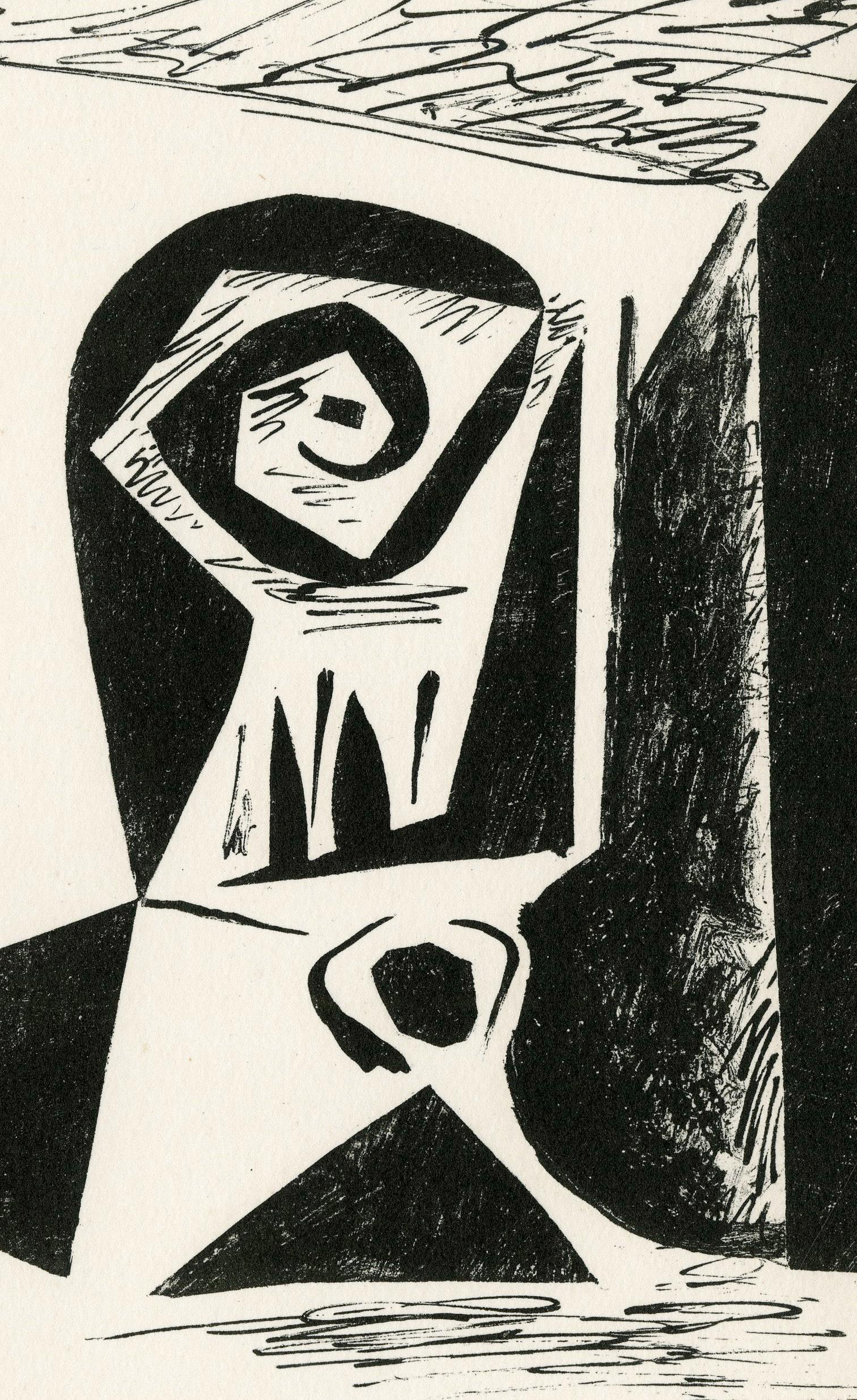 Komposition au verre a pied (Komposition mit gedämpftem Glas) (Kubismus), Print, von Pablo Picasso