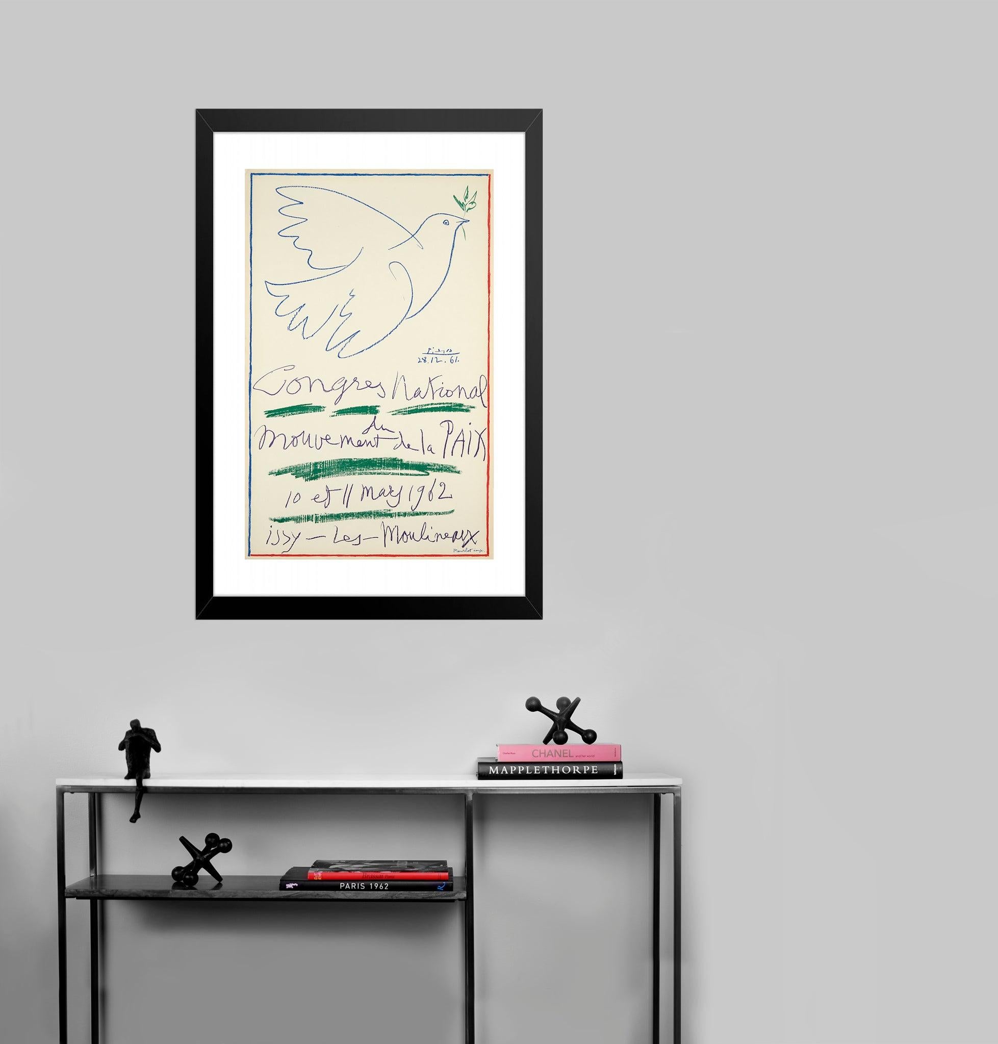 Este raro cartel litográfico está cargado de historia. En 1949, el escritor Louis Aragon (1897-1982) eligió la litografía de Picasso 
