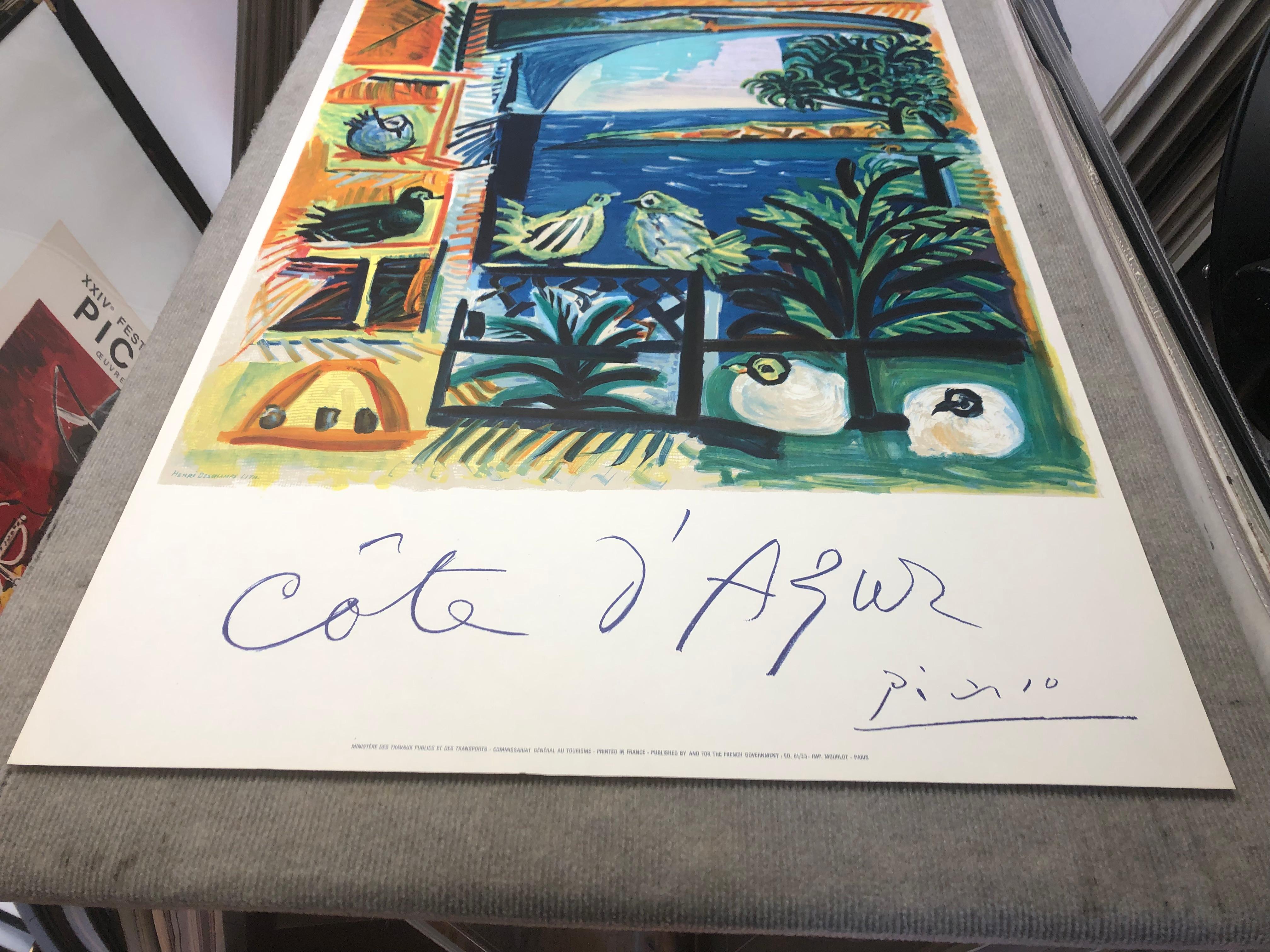 Cote D'Azur Poster Original lithograph - Beige Still-Life Print by Pablo Picasso