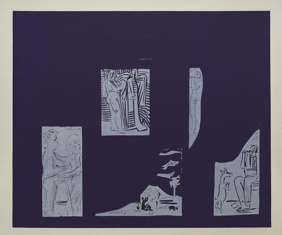 Couple debout - Pablo Picasso, abstract, linocut, mid-20th century  For Sale 4
