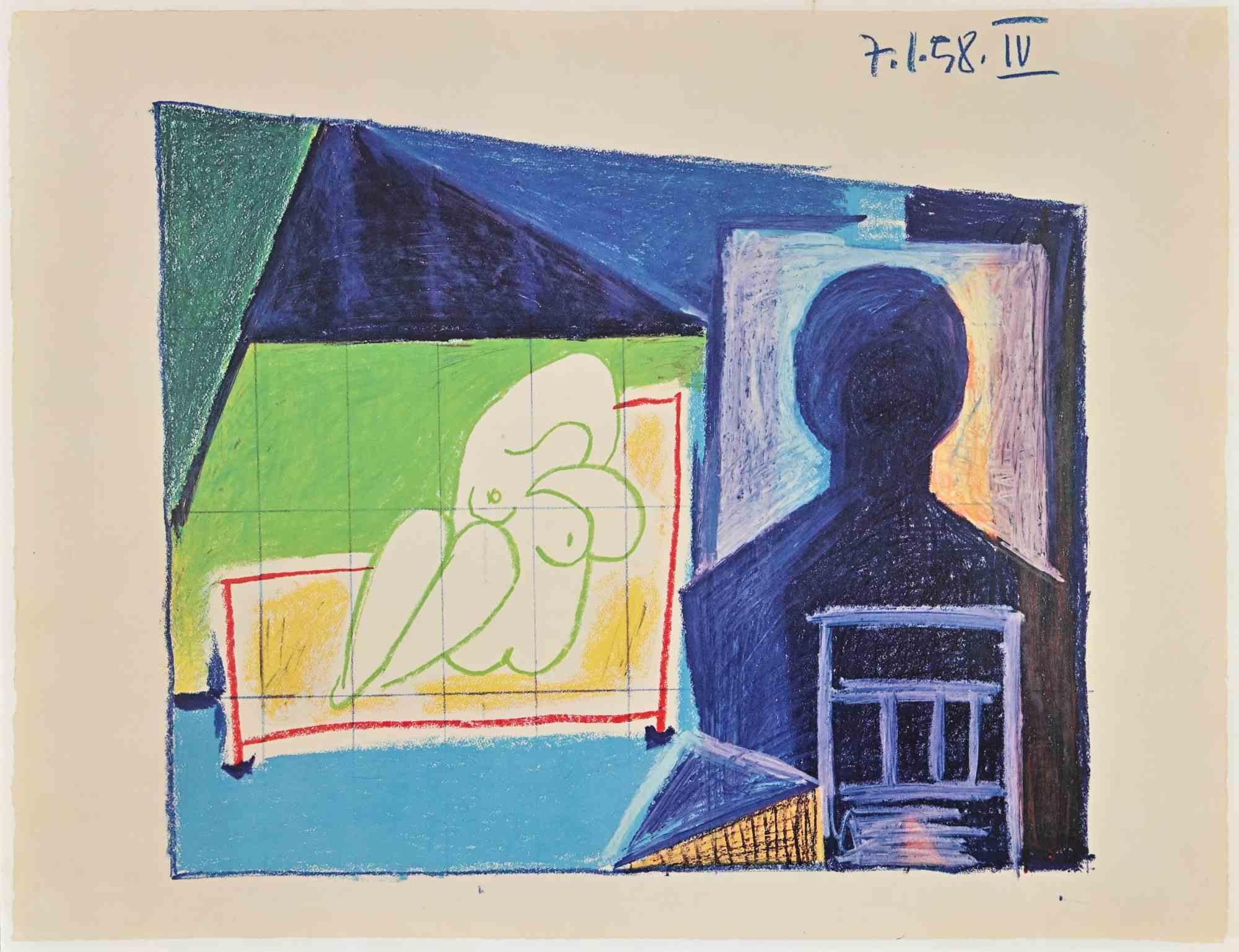 Kubistische Komposition – Fotolithographie nach Pablo Picasso – 1959