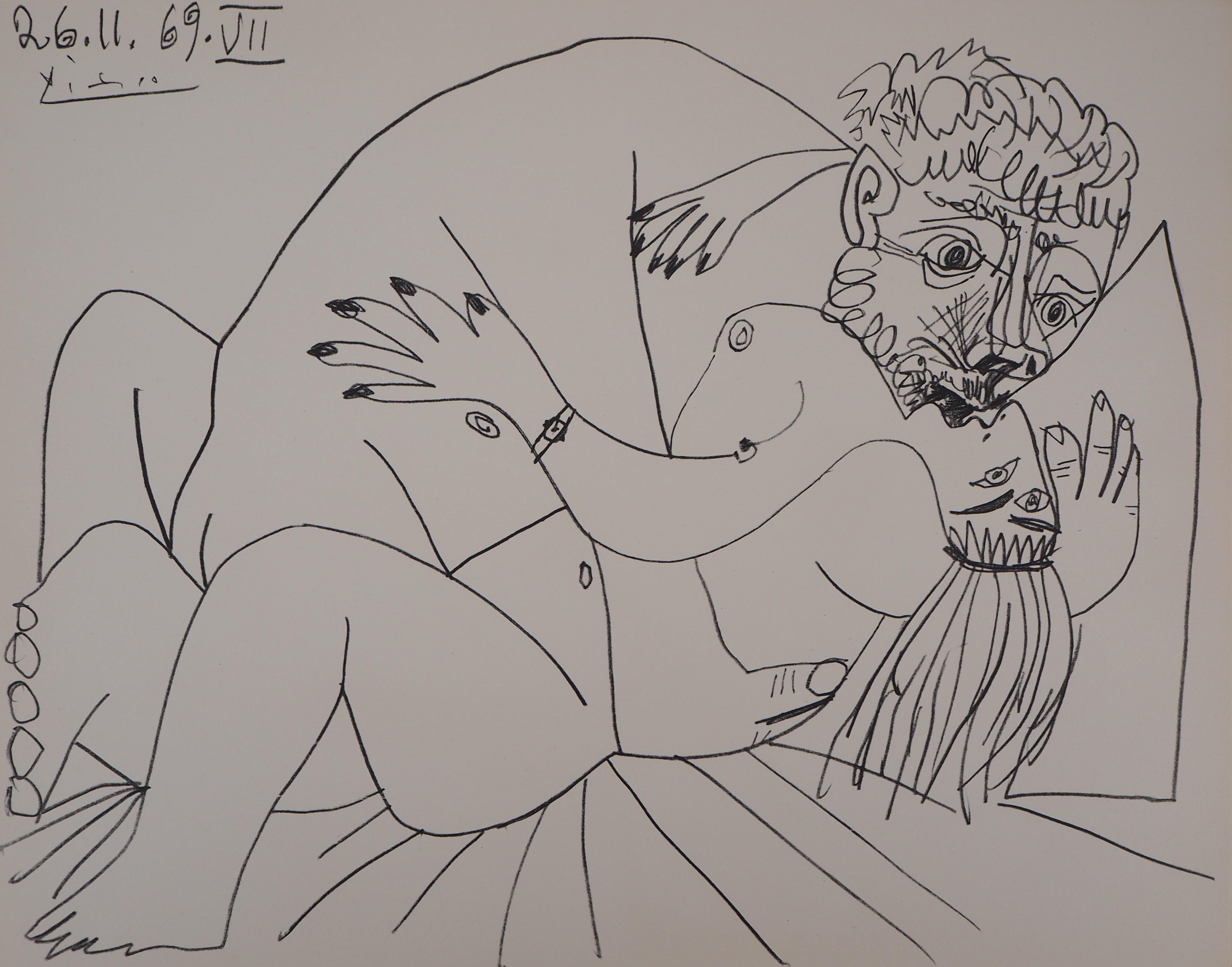 Kiss cubiste - Lithographie (Mourlot 1971) - Print de Pablo Picasso