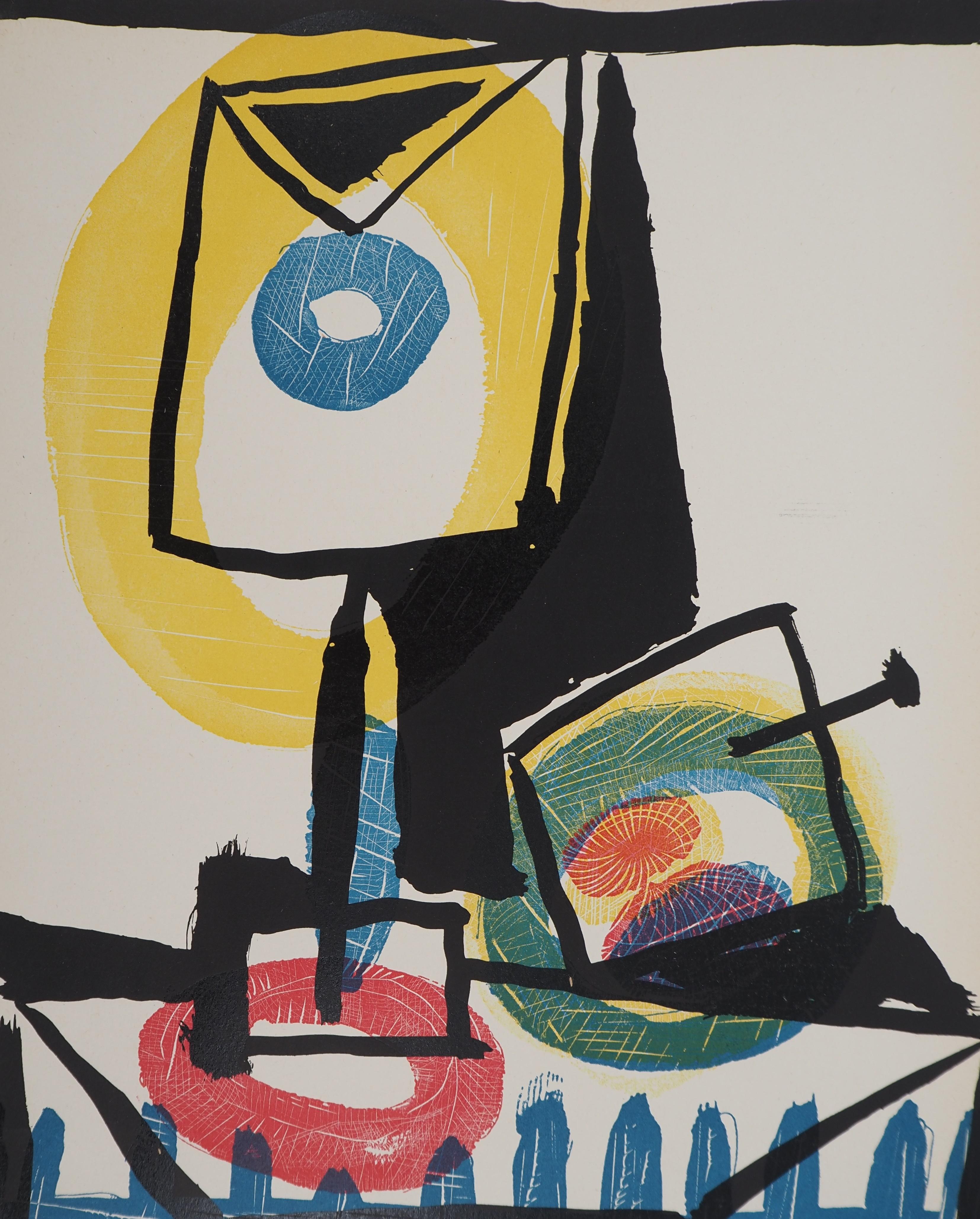Cubist Still Life with a Glass - Original engraving (Baer #725) - Beige Figurative Print by Pablo Picasso