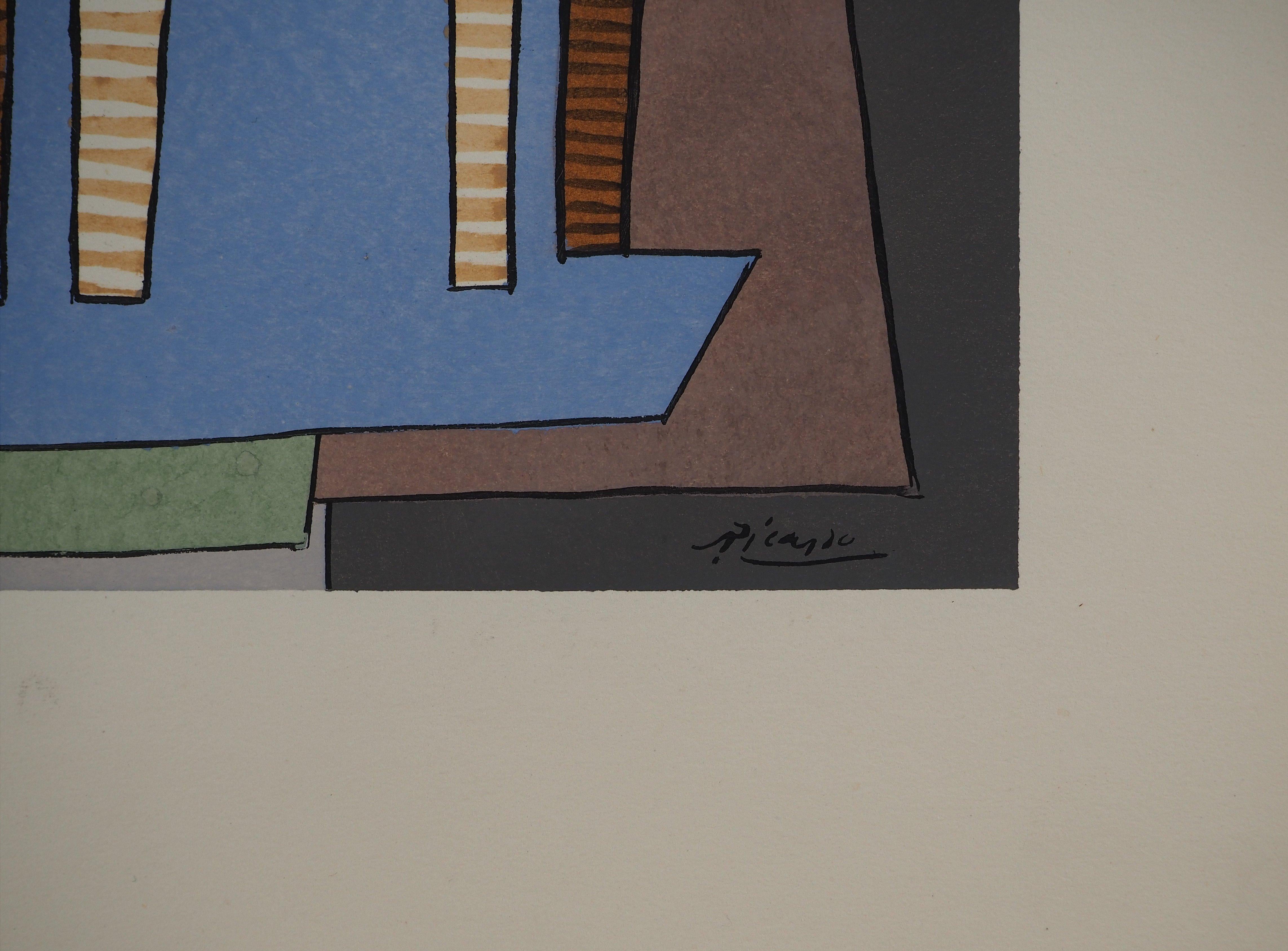 Mesa y guitarra cubistas - Litografía - Firma impresa (Cramer nº 15) - Print de Pablo Picasso