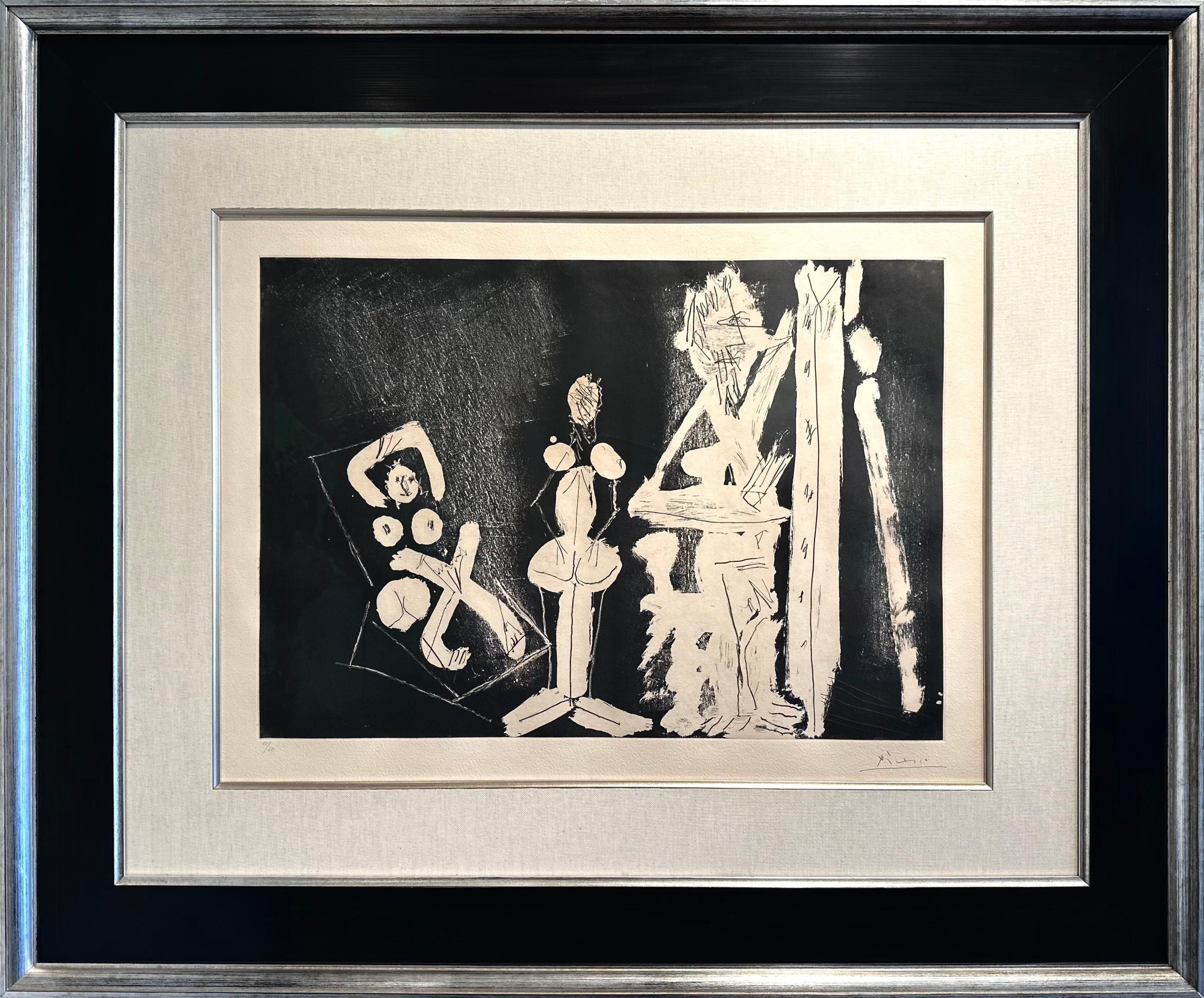 Signed and numbered Picasso 15/50. Aquatint and etching printed on Auvergne.                        
Pablo Picasso (1881 – 1973): 
Picasso (né Pablo Ruiz y Picasso) was a Spanish painter, sculptor, printmaker, ceramicist, and stage designer who