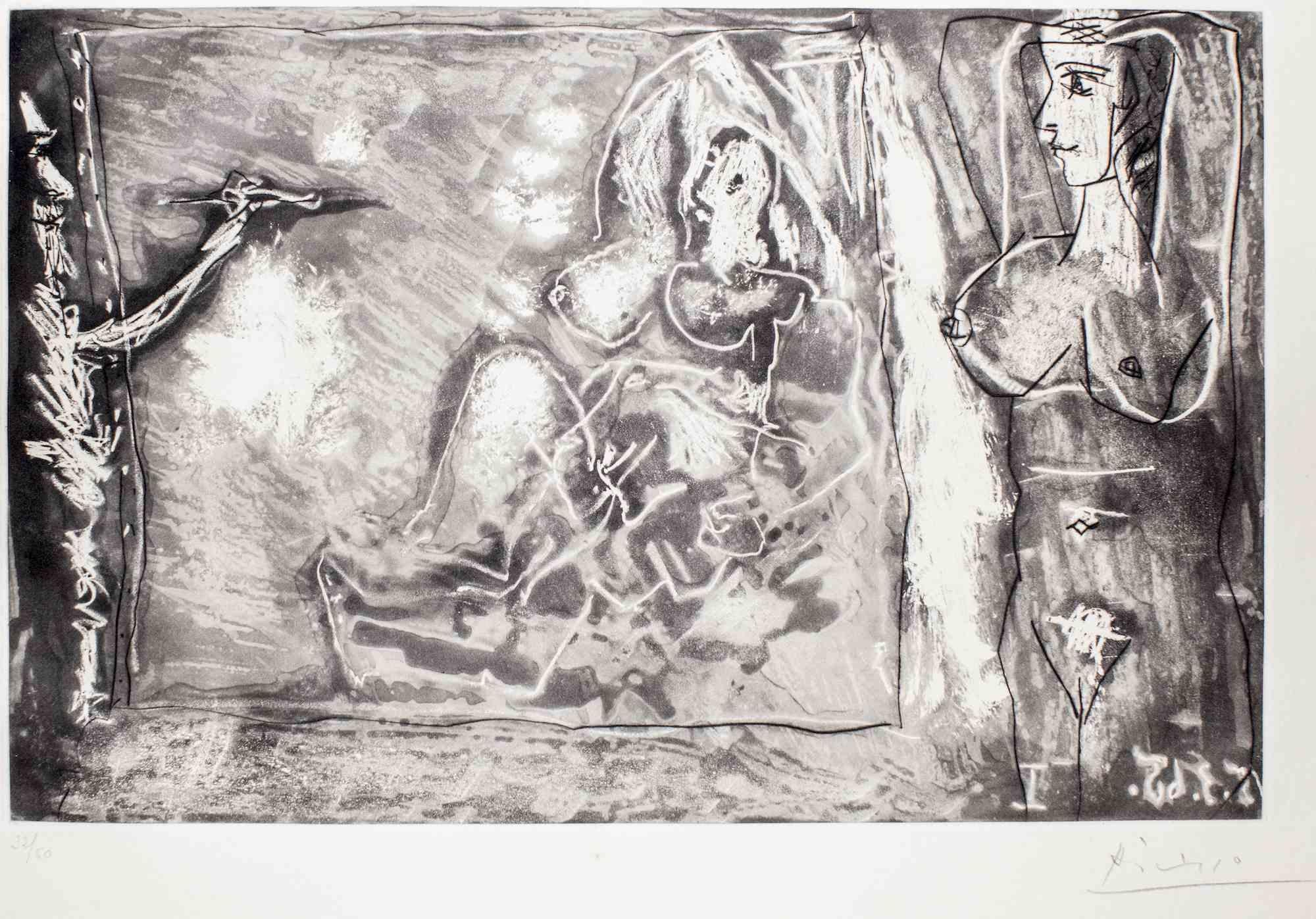 Dans l'Atelier - Etching by Pablo Picasso - 1965