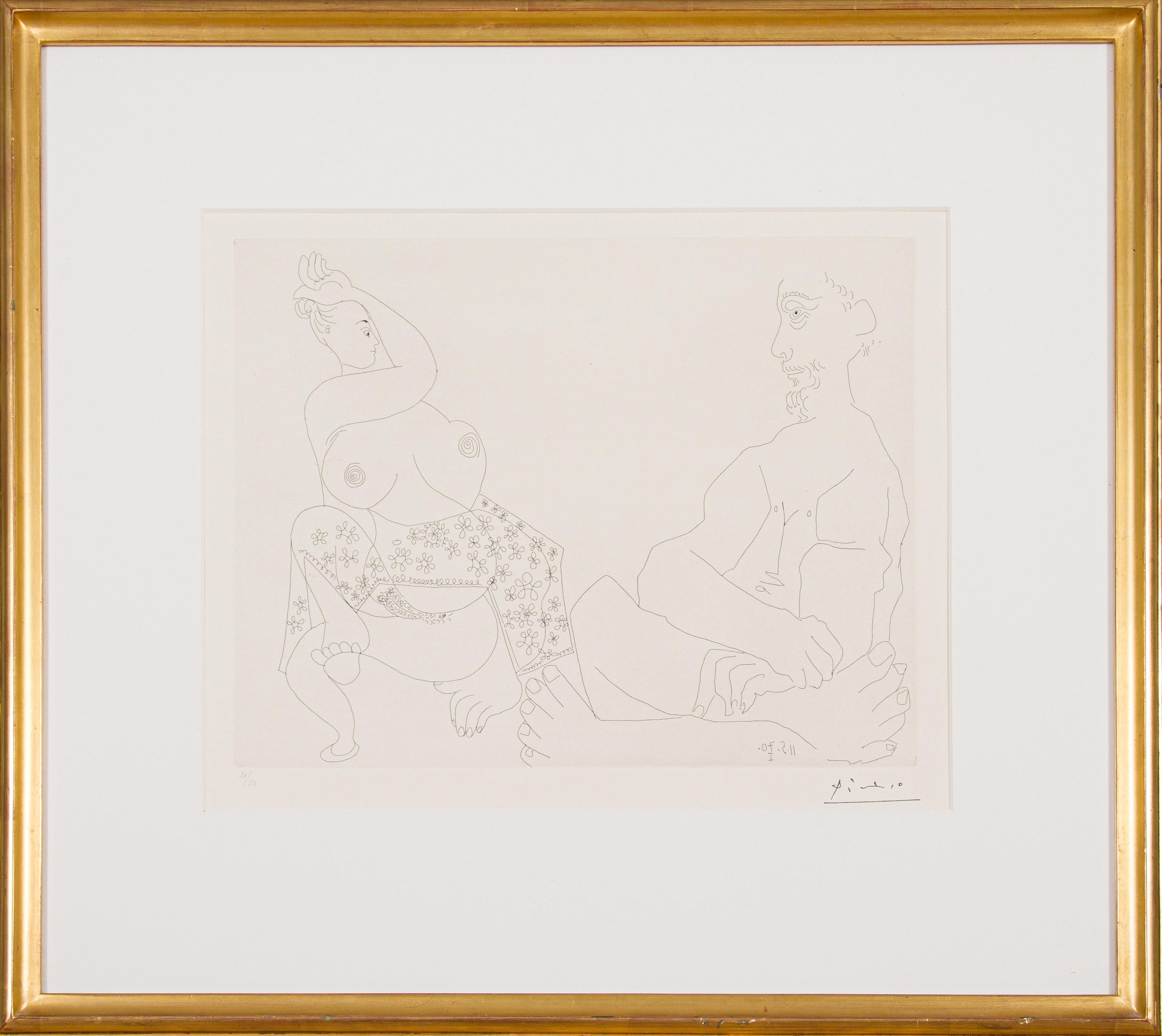Danse du ventre devant homme impassible - Cubist Print by Pablo Picasso