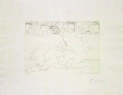 Defeated Minotaur - Etching, Signed, Figurative, Mid 20th Century