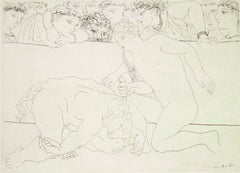 Defeated Minotaur - Etching, Signed, Figurative, Mid 20th Century