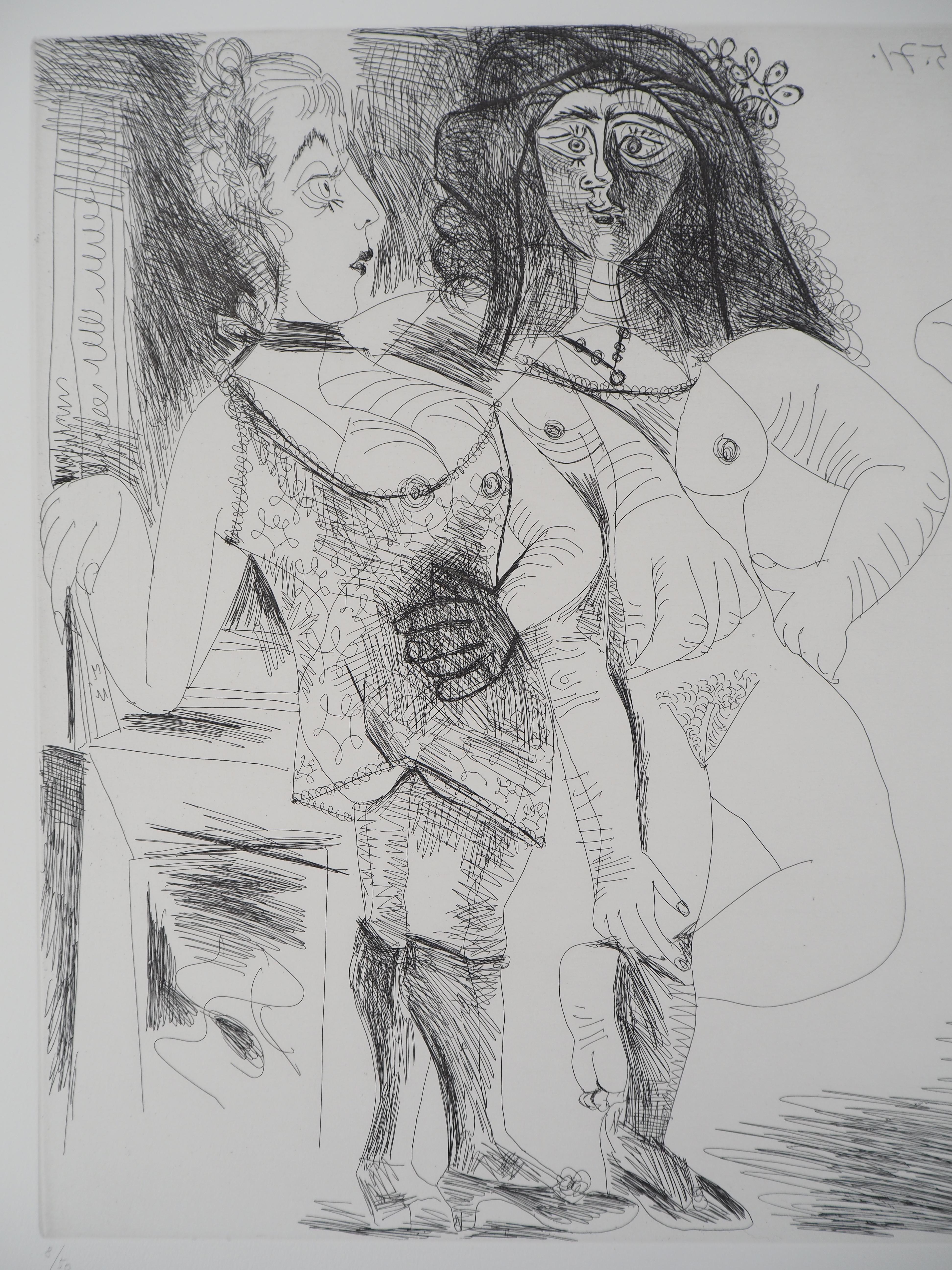 Degas with Three Nude Women - Original etching, Signed (Bloch #1981) For Sale 9