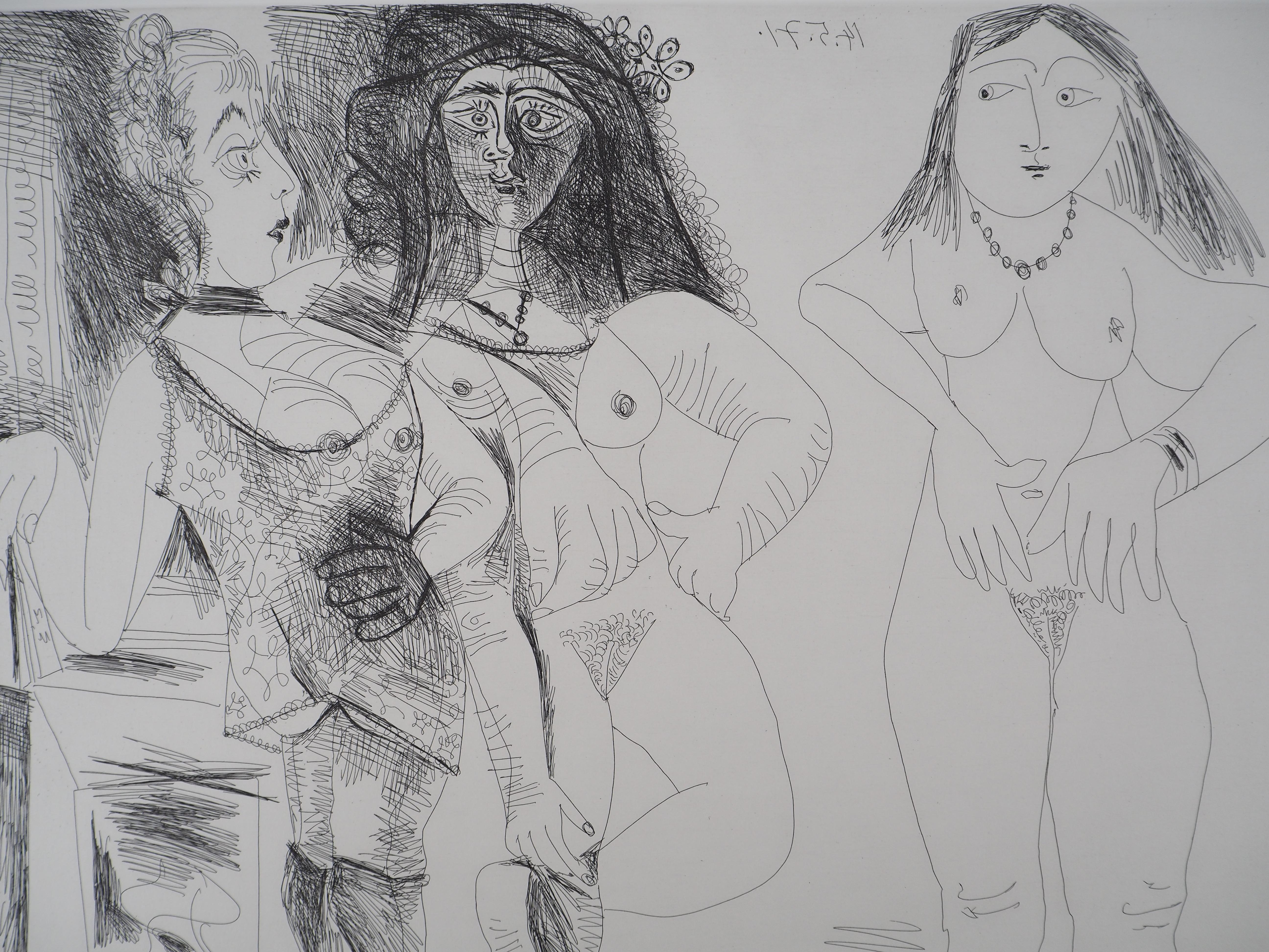 Degas with Three Nude Women - Original etching, Signed (Bloch #1981) For Sale 4