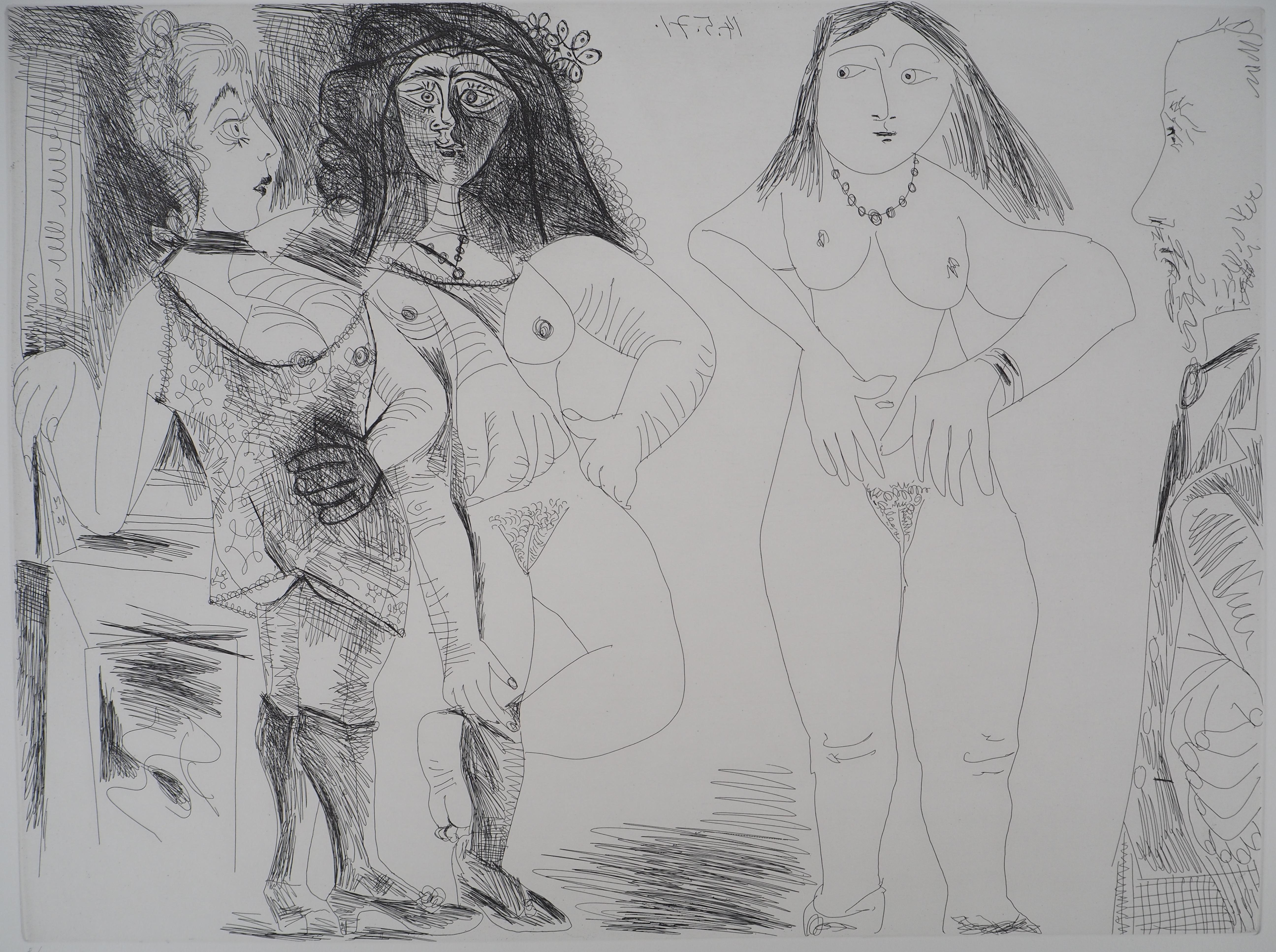Degas with Three Nude Women - Original etching, Signed (Bloch #1981) For Sale 5