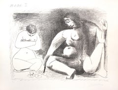 Deux Femmes Accroupies - Litografía de Pablo Picasso - 1956