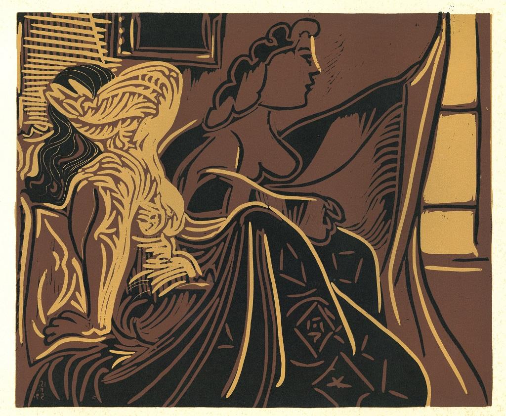Deux Femmes Près de la Fenetre - Linocut Print after Pablo Picasso - 1959