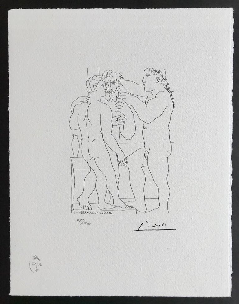Deux Hommes sculptés (Suite Vollard Planche LII) - Contemporary Print by Pablo Picasso