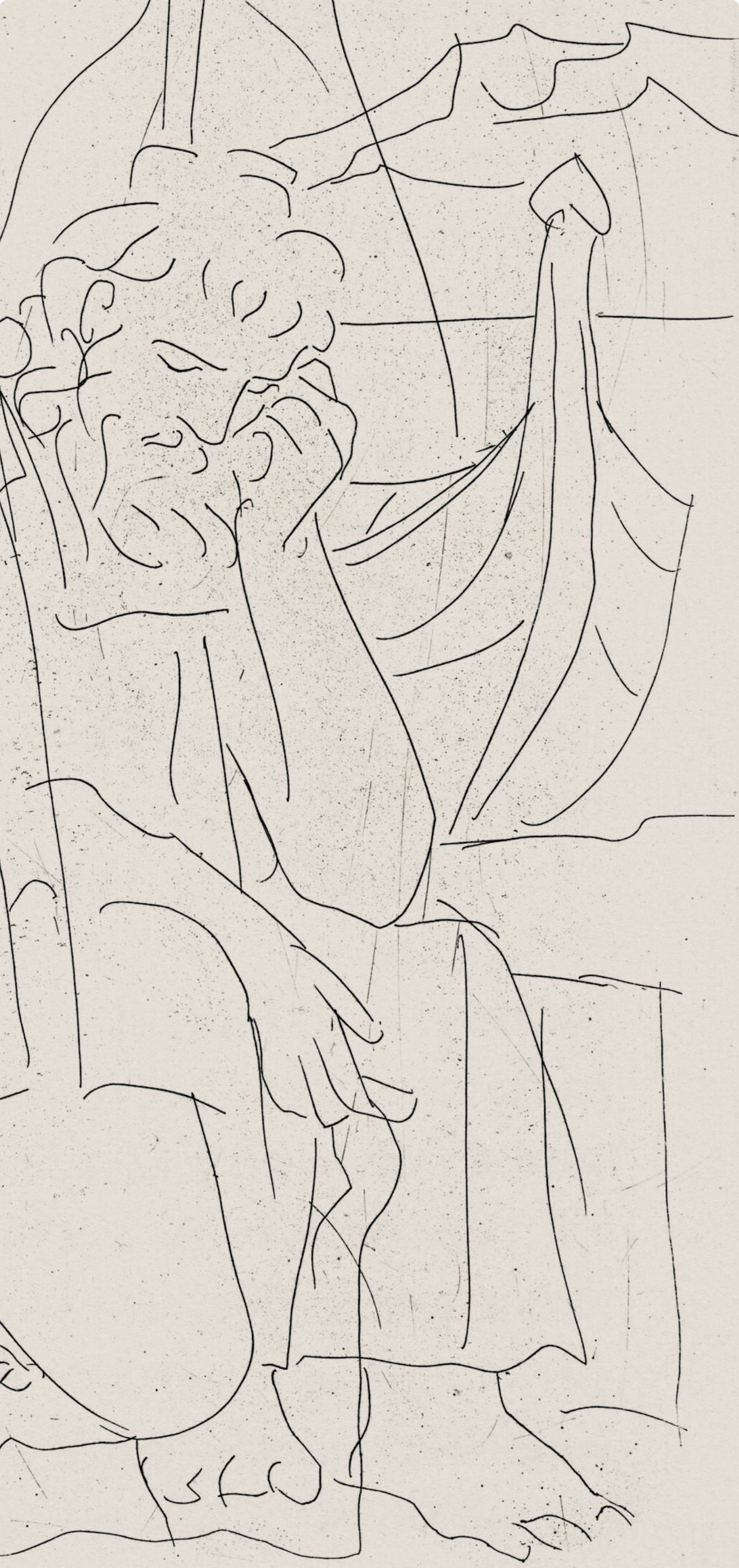 Deux vieux au Bord de la mer avec une pelle et une barque (geb. 267-272; C. 24) (Kubismus), Print, von Pablo Picasso