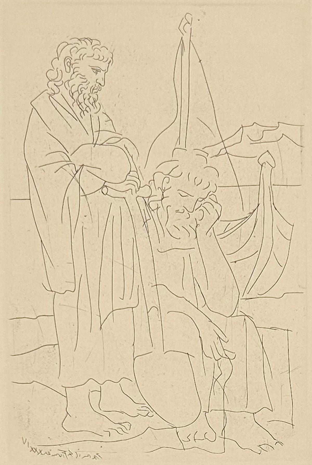 Pablo Picasso Figurative Print – Deux Vieux au Bord de la Mer