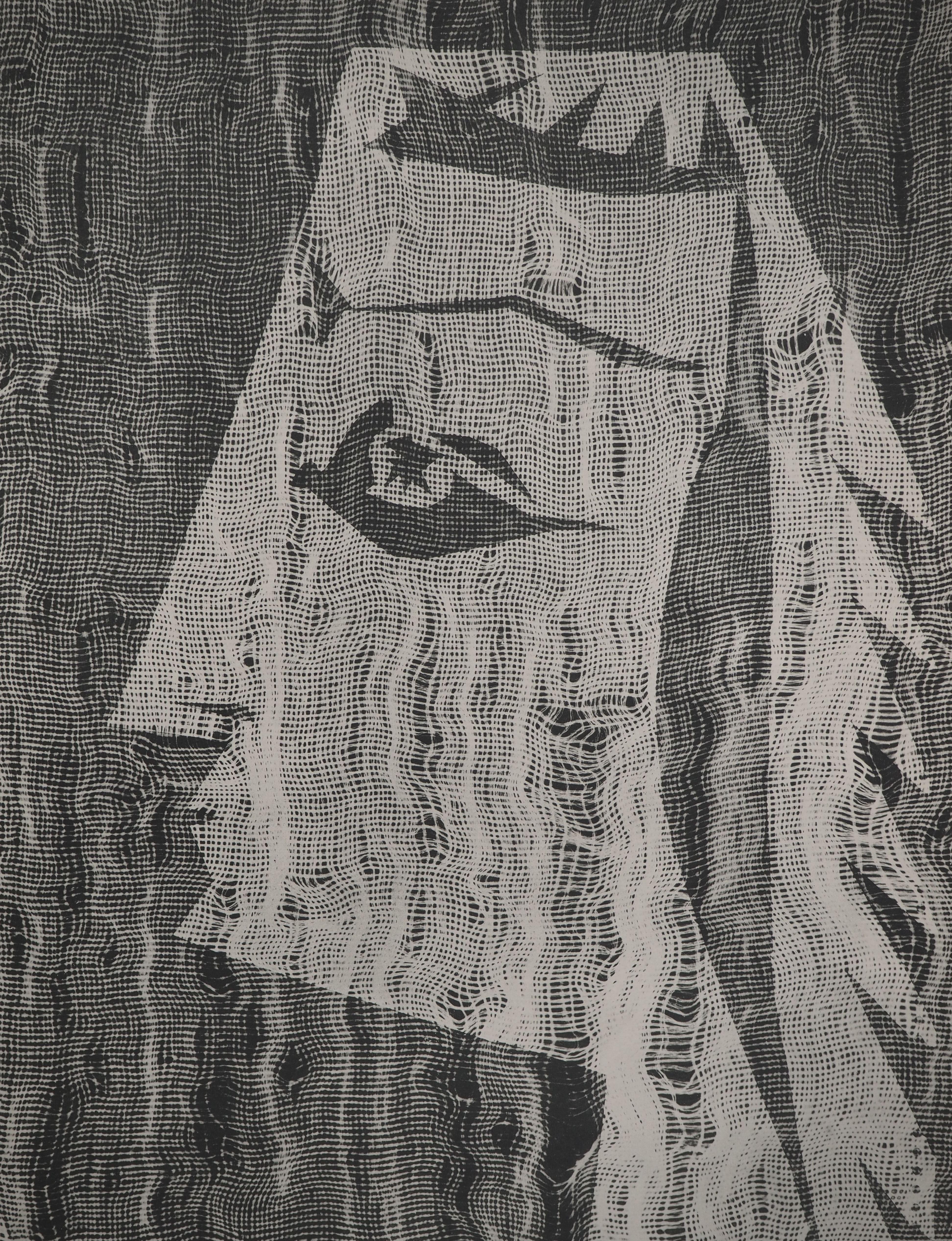 Diurnes : Jacqueline Through Fabric - Collotype et pochoir d'origine (Cramer #115 - Print de Pablo Picasso