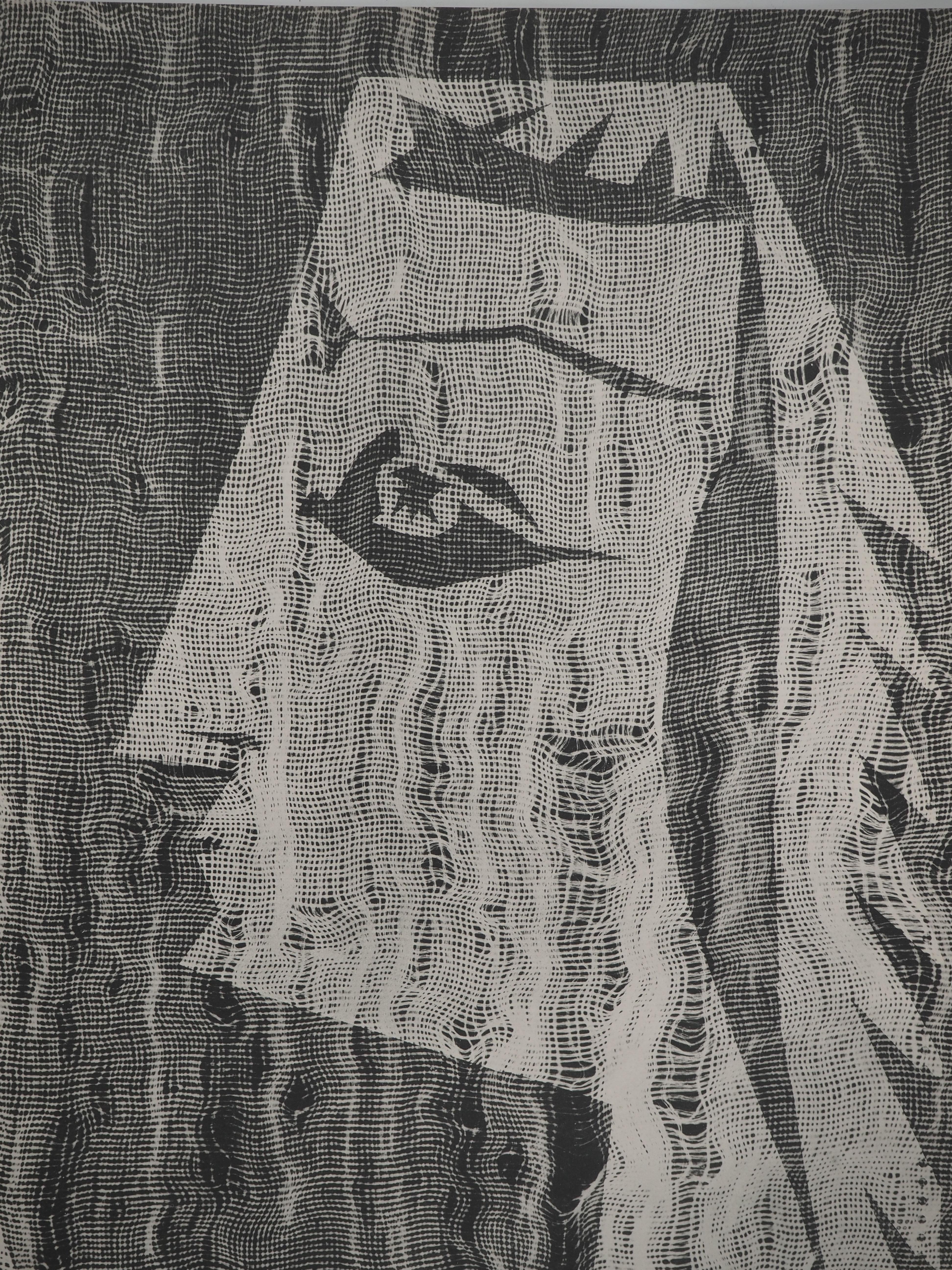 Diurnes : Jacqueline Through Fabric - Collotype et pochoir d'origine (Cramer #115 - Moderne Print par Pablo Picasso