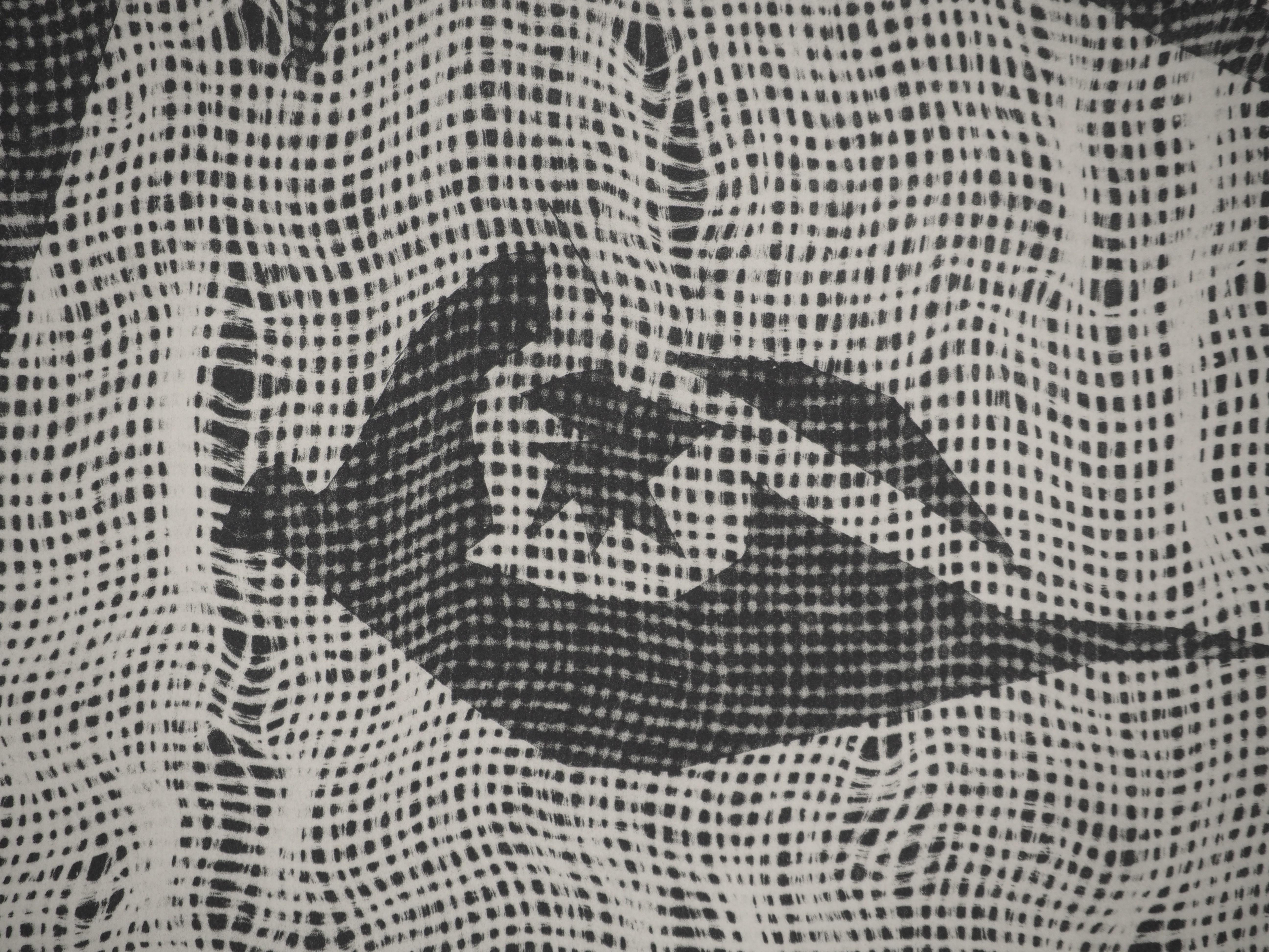 Diurnes : Jacqueline Through Fabric - Collotype et pochoir d'origine (Cramer #115 - Gris Figurative Print par Pablo Picasso