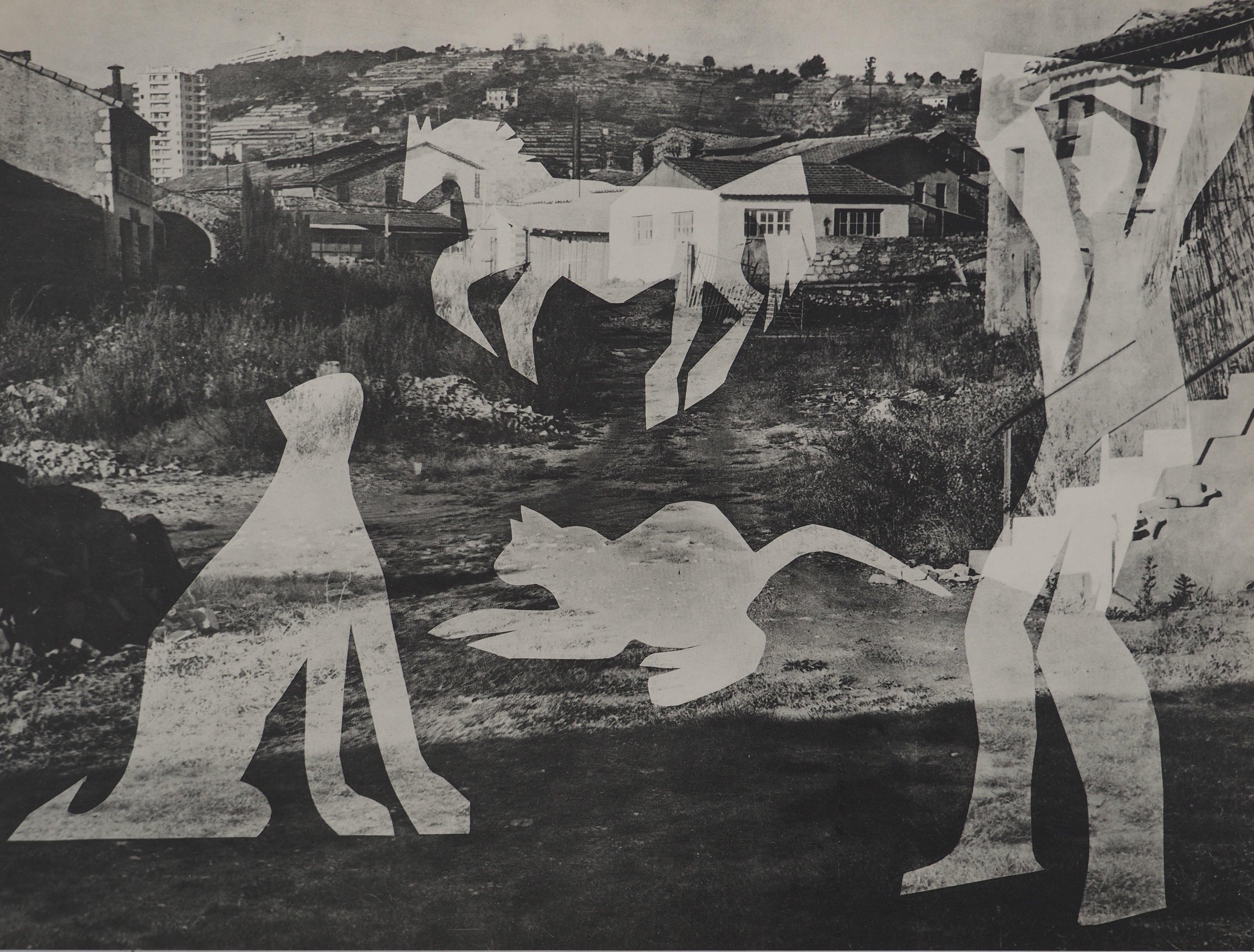 Diurnes : Man with Cats II - Original Collotype and Stencil (Cramer #115)