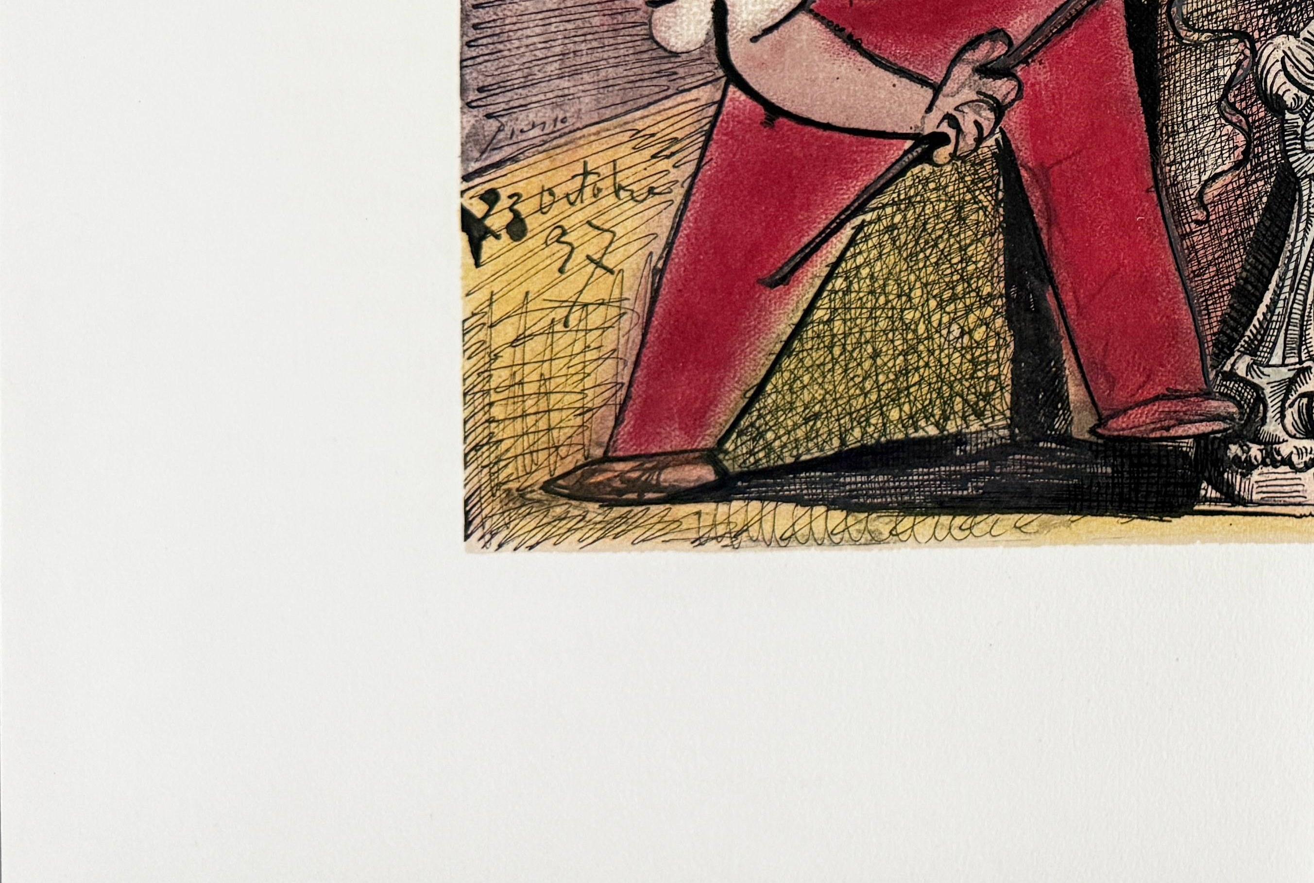 Dompteur et son Cheval - Print Beige di Pablo Picasso