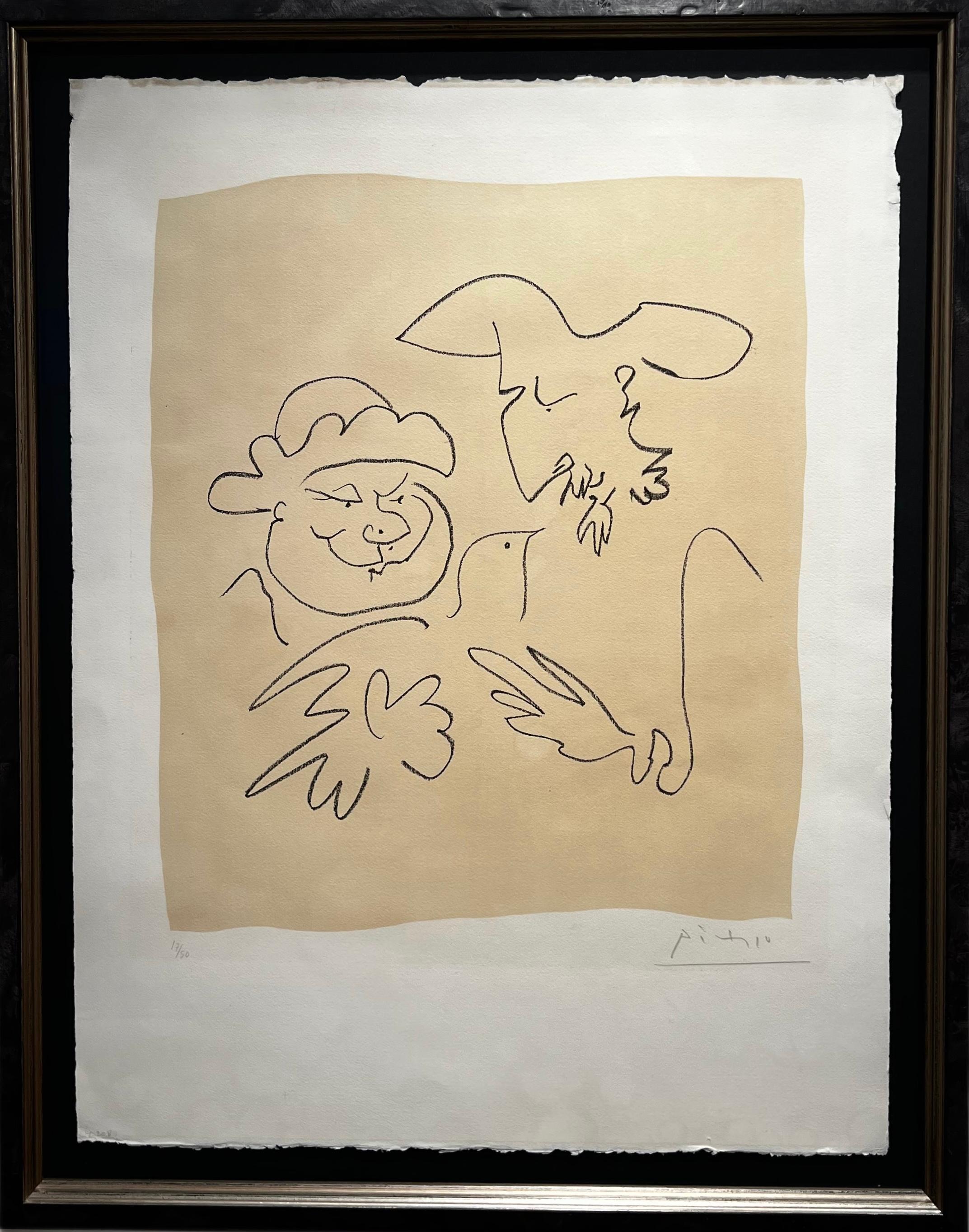 Pablo Picasso Abstract Print - Don Quichotte et Sancho Pancha 1 - rare Picasso lithograph, excellent condition