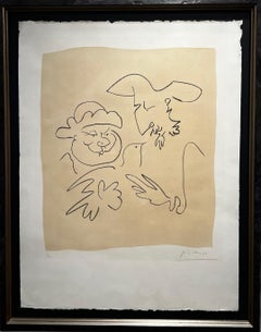Don Quichotte et Sancho Pancha 1 - rare lithographie de Picasso, excellent état