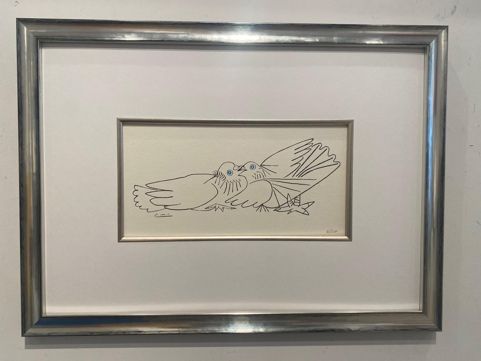 Doves- lithograph from Pablo Picasso depicting two peace doves after his etching 1