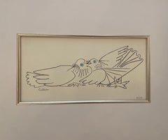 Doves- lithograph from Pablo Picasso depicting two peace doves after his etching