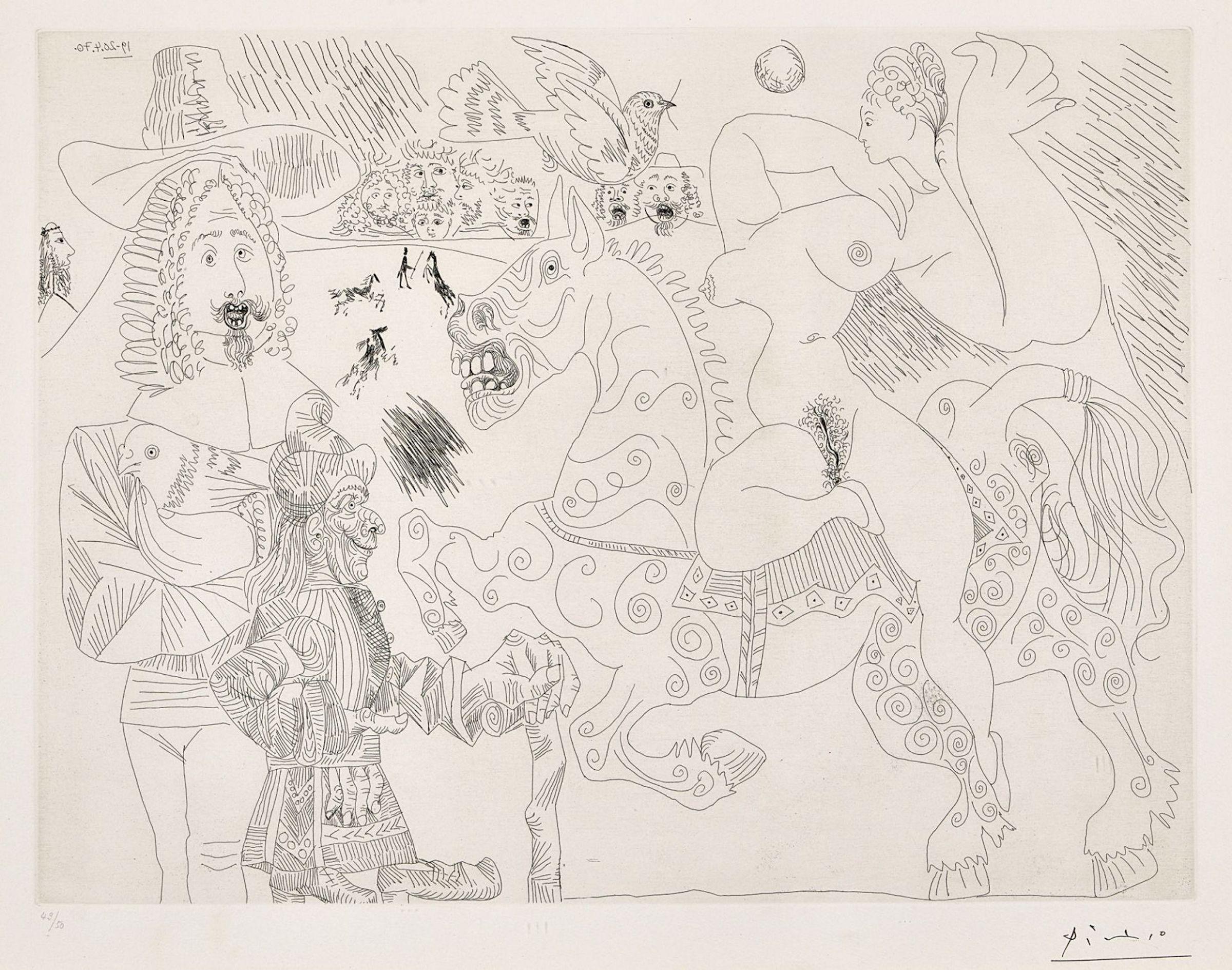 Dressage au Cirque - Etching by Pablo Picasso - 1970