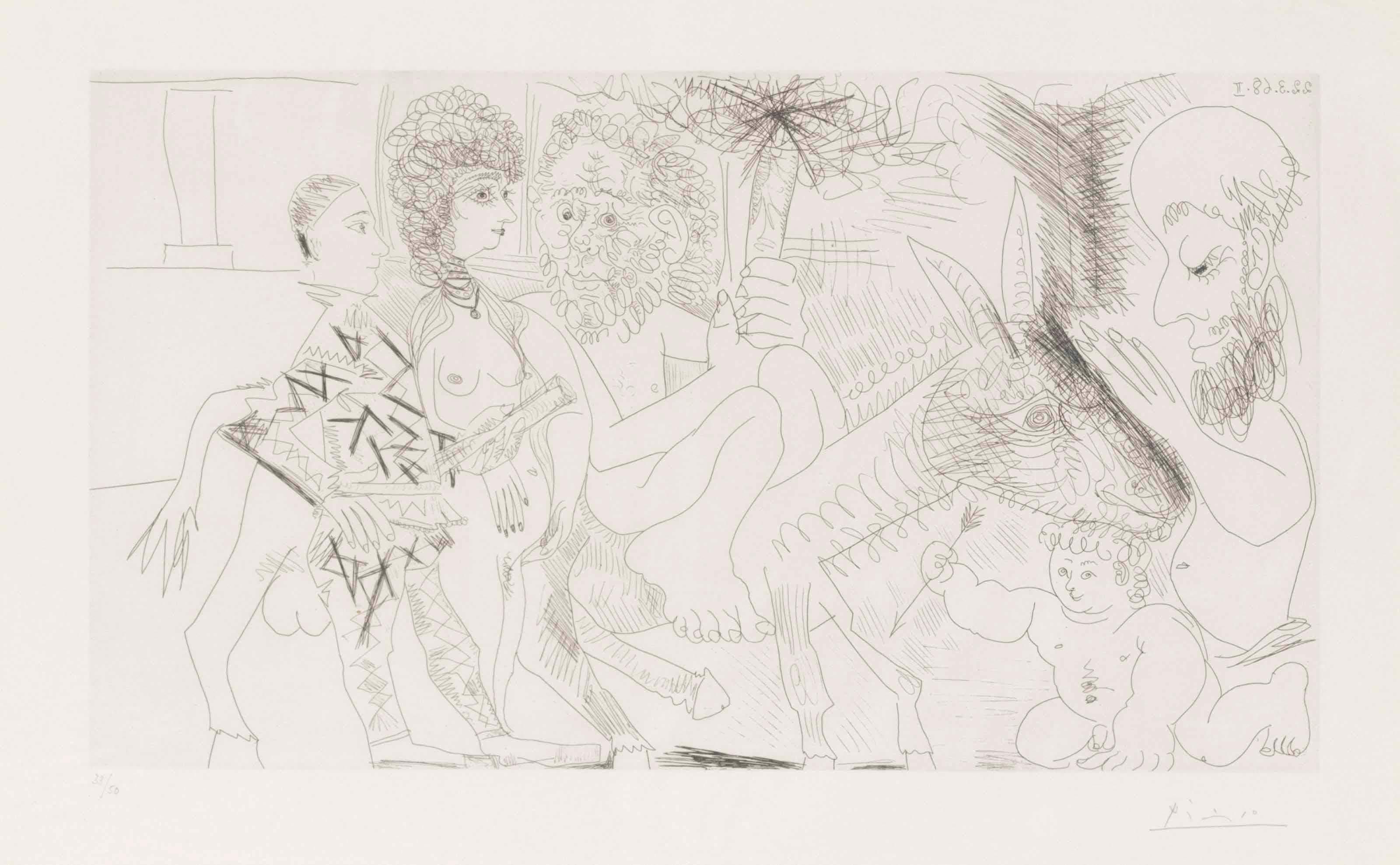 Pablo Picasso Figurative Print - Eau - forte 22 mars 1968 II