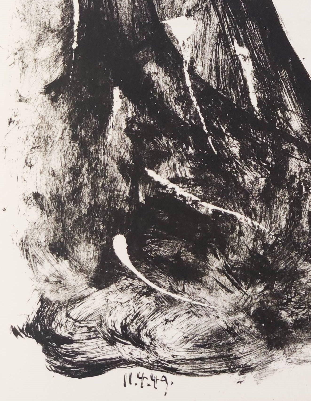 Élégie d'Ihpetonga, Masks of Ashes, Planche II - Black Print by Pablo Picasso