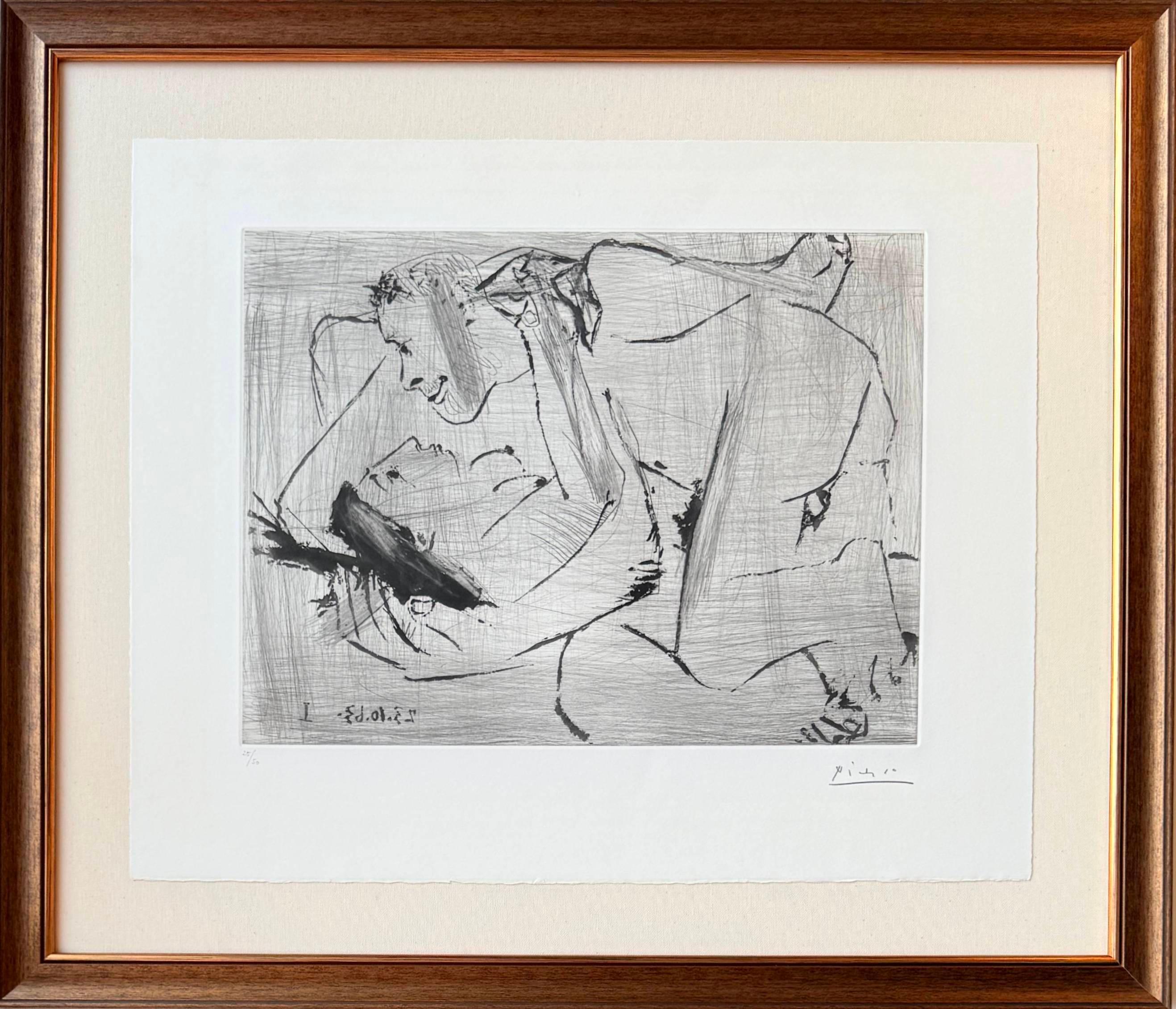 Étreinte VI Drypoint Etching, Modern Style, Signed, 20th Century