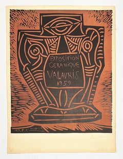 Pablo Picasso, Linocut Print, Cubist, Signed, 1959, Expo Ceramique Vallauris