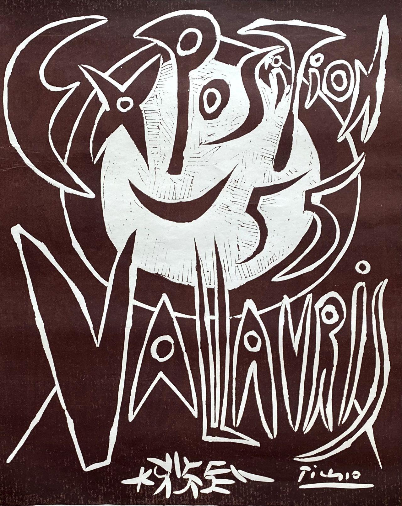 Exposition Vallauris 1955 - Tall Original Linocut Signed in the Plate  - Print by Pablo Picasso