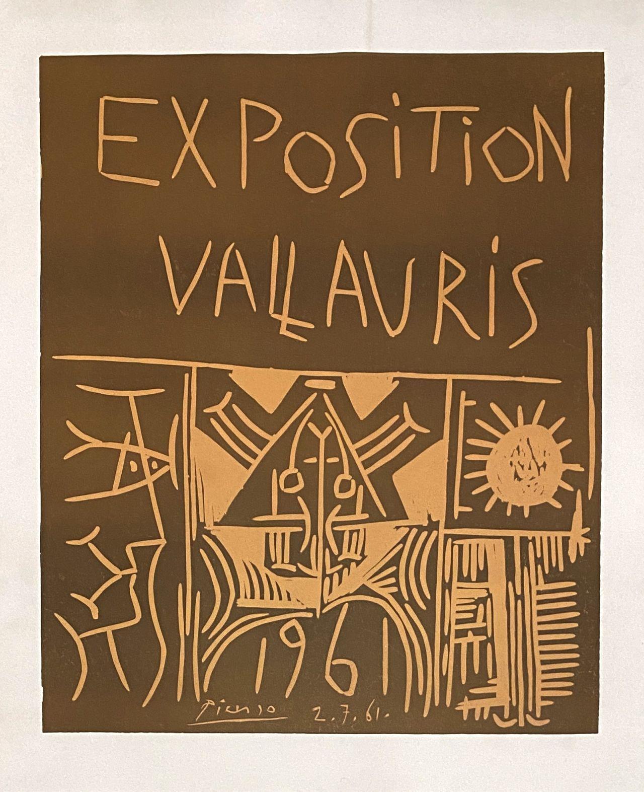 Pablo Picasso Interior Print - Exposition Vallauris 1961 - Original Linocut Signed in the Plate - Bloch 1295
