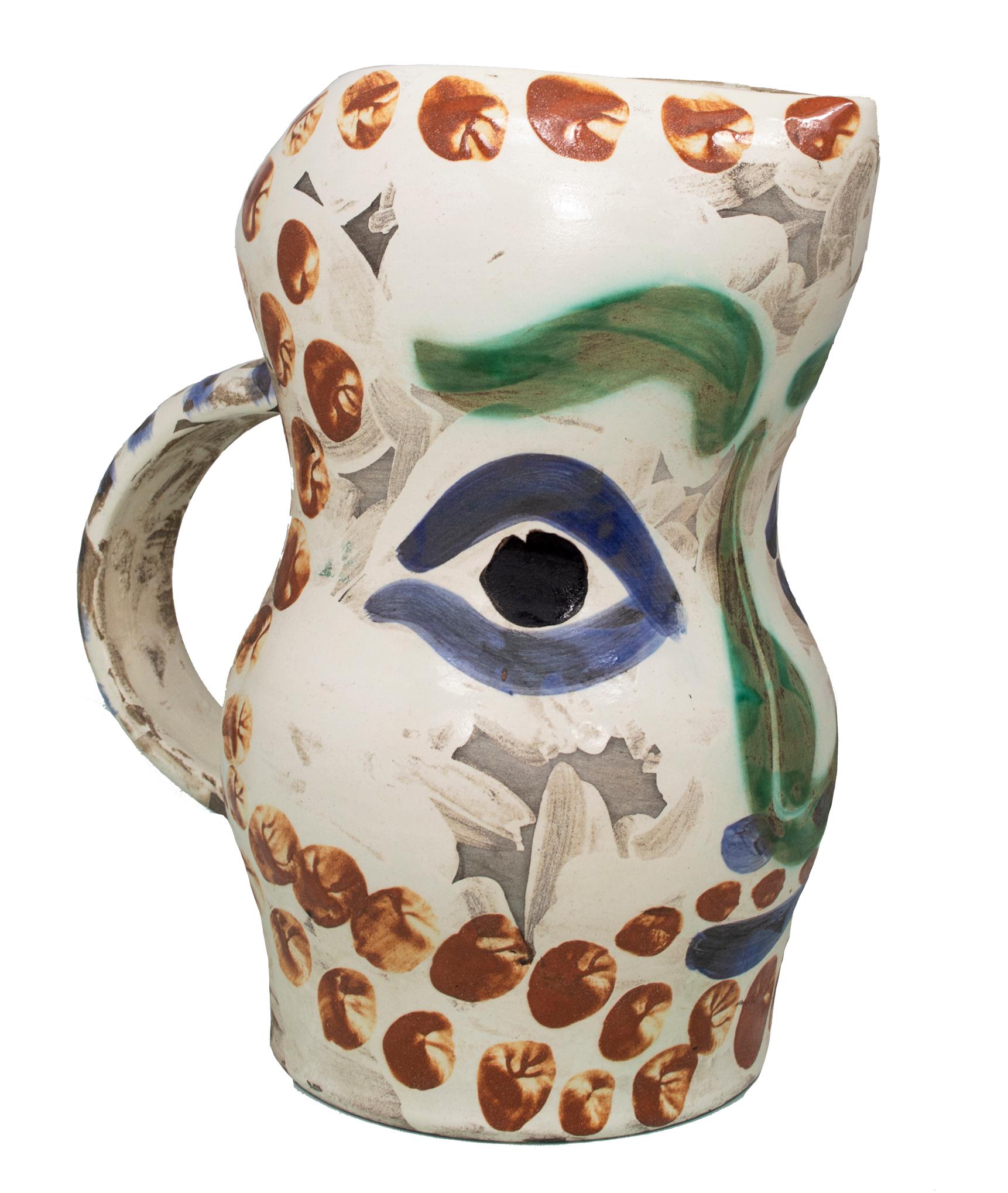 'Face with Points (Visage aux points)' Madoura ceramic pitcher, Edition Picasso - Cubist Sculpture by Pablo Picasso