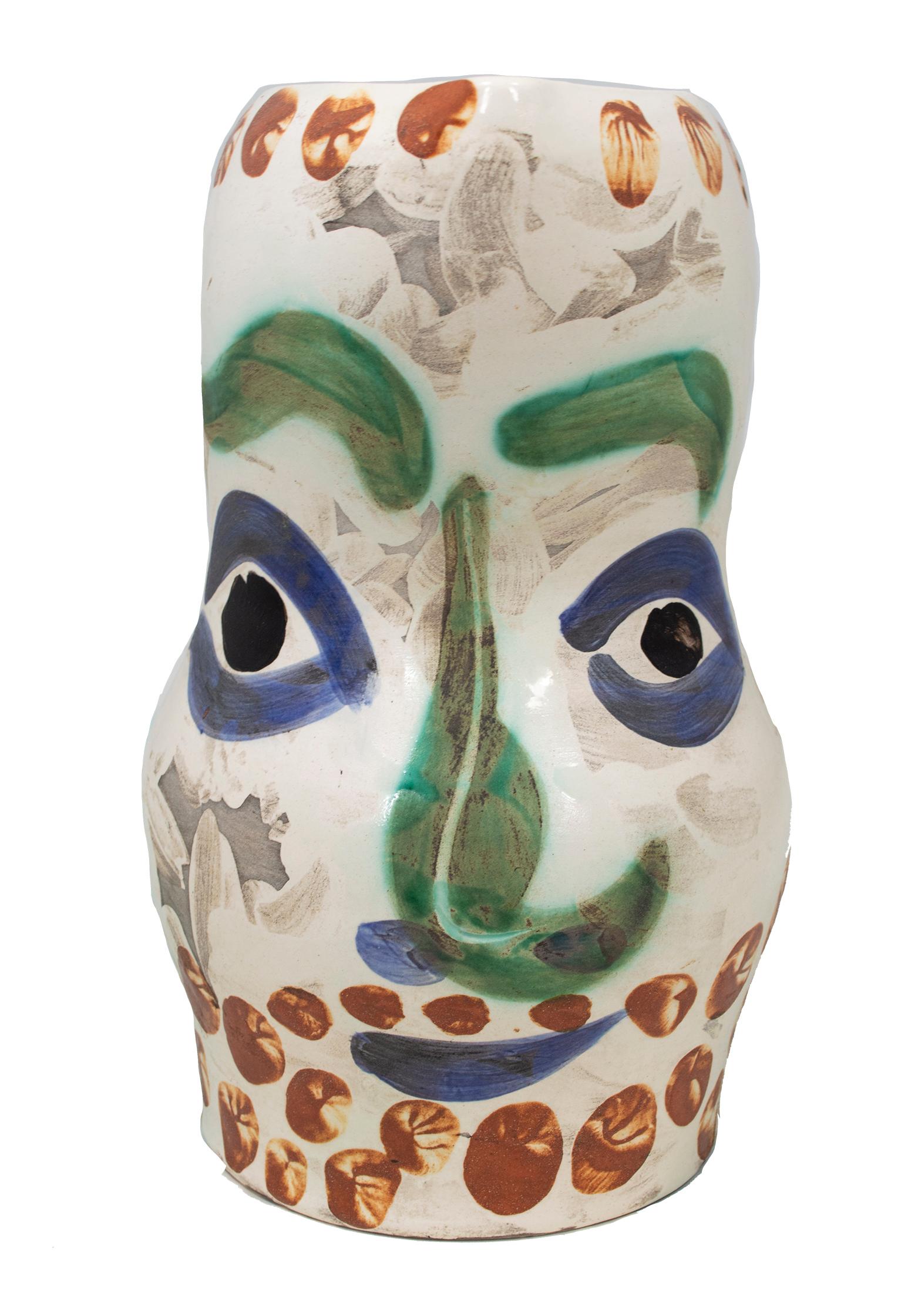 'Face with Points (Visage aux points)' Madoura ceramic pitcher, Edition Picasso - Sculpture by Pablo Picasso