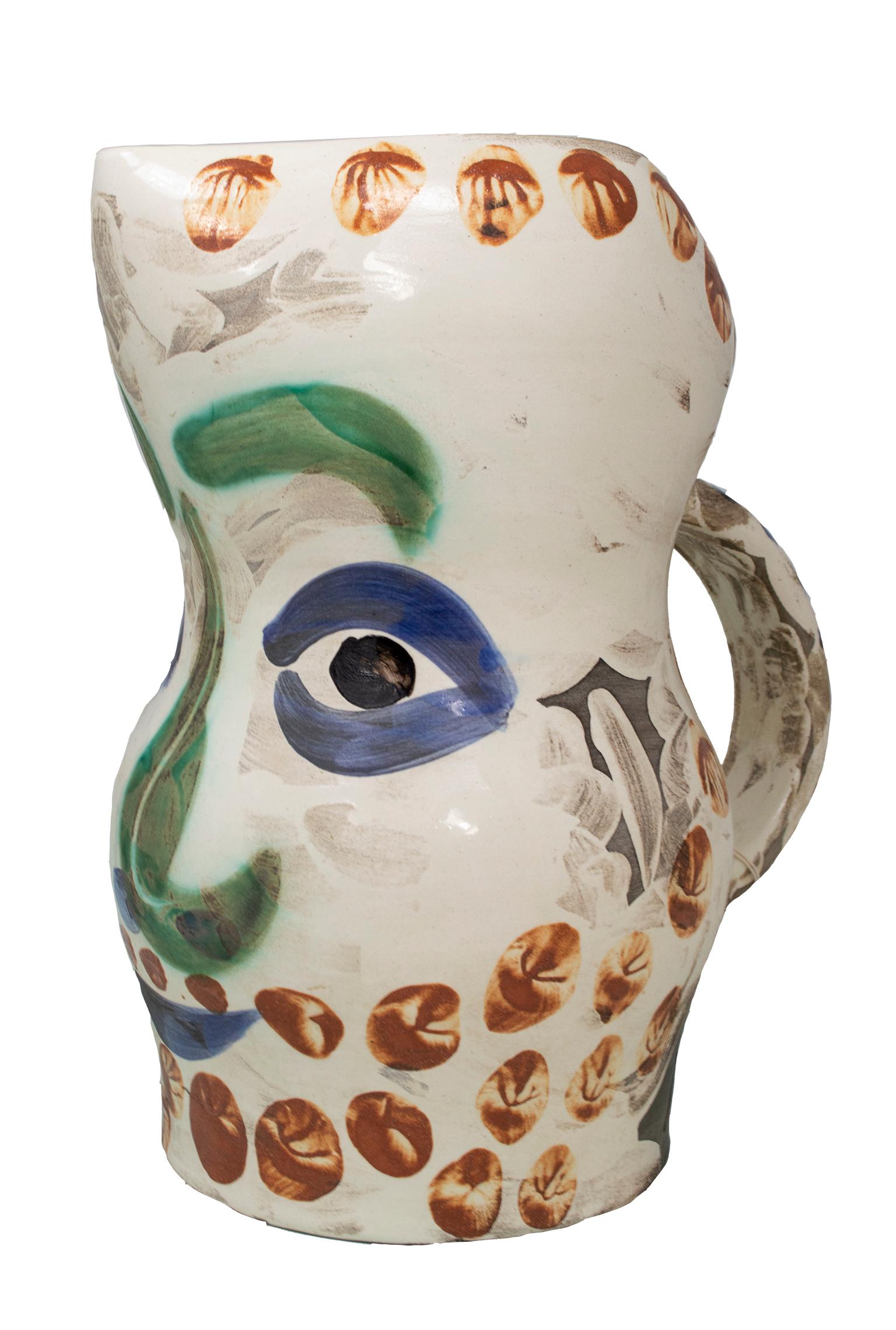 Pablo Picasso Figurative Sculpture - 'Face with Points (Visage aux points)' Madoura ceramic pitcher, Edition Picasso