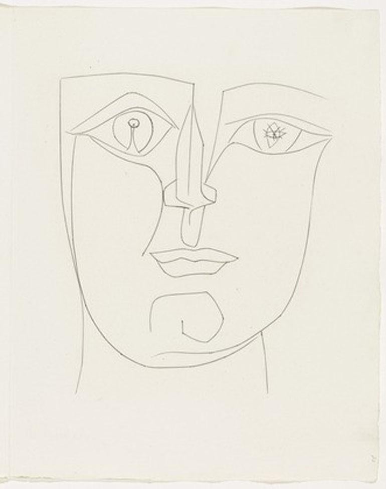 Pablo Picasso Portrait Print - Face with Two Images in the Eyes (Plate XXXVII)