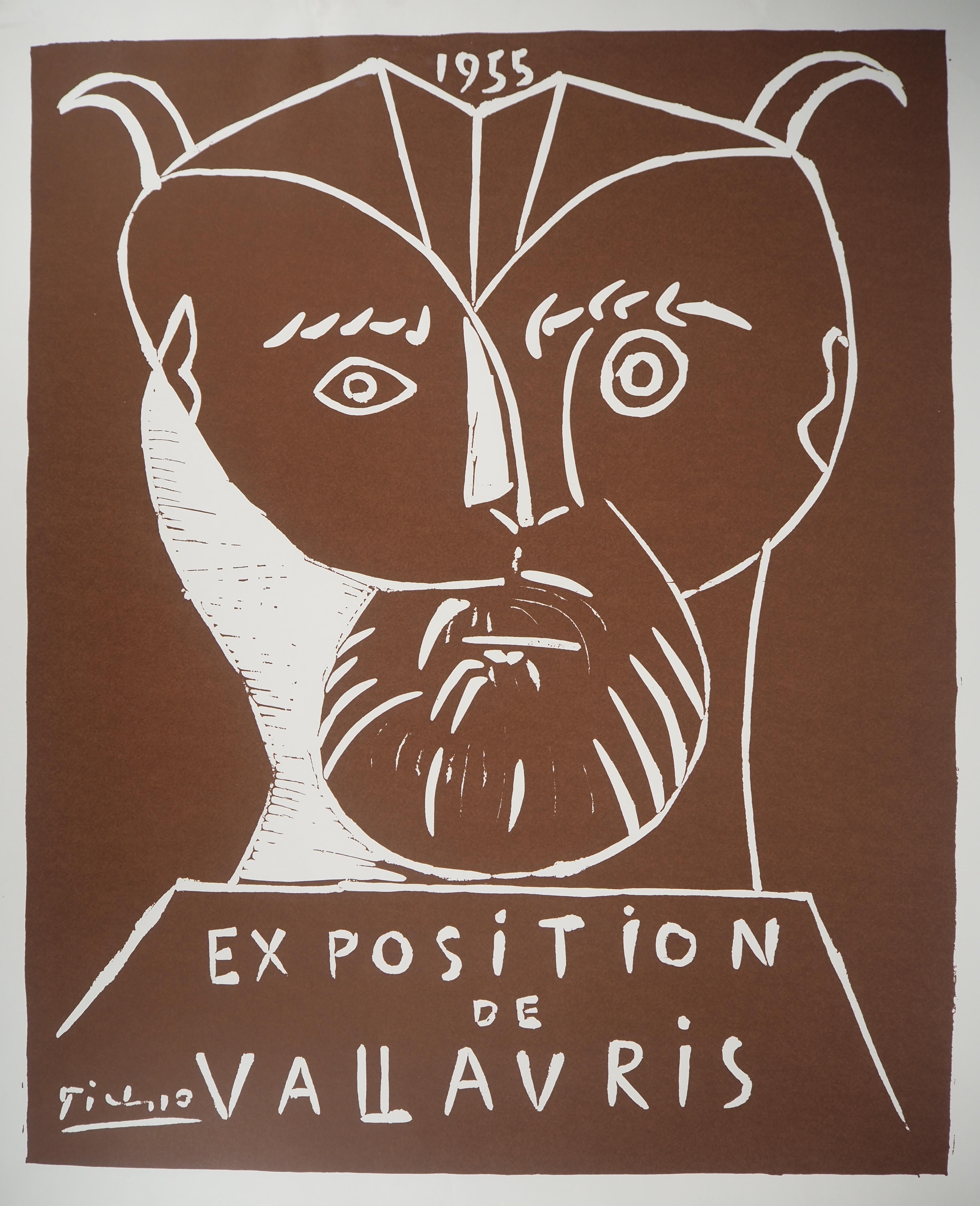 Faun Head, Vallauris - Tall Original Linocut, Signed in the Plate (Bloch #1267) - Print by Pablo Picasso