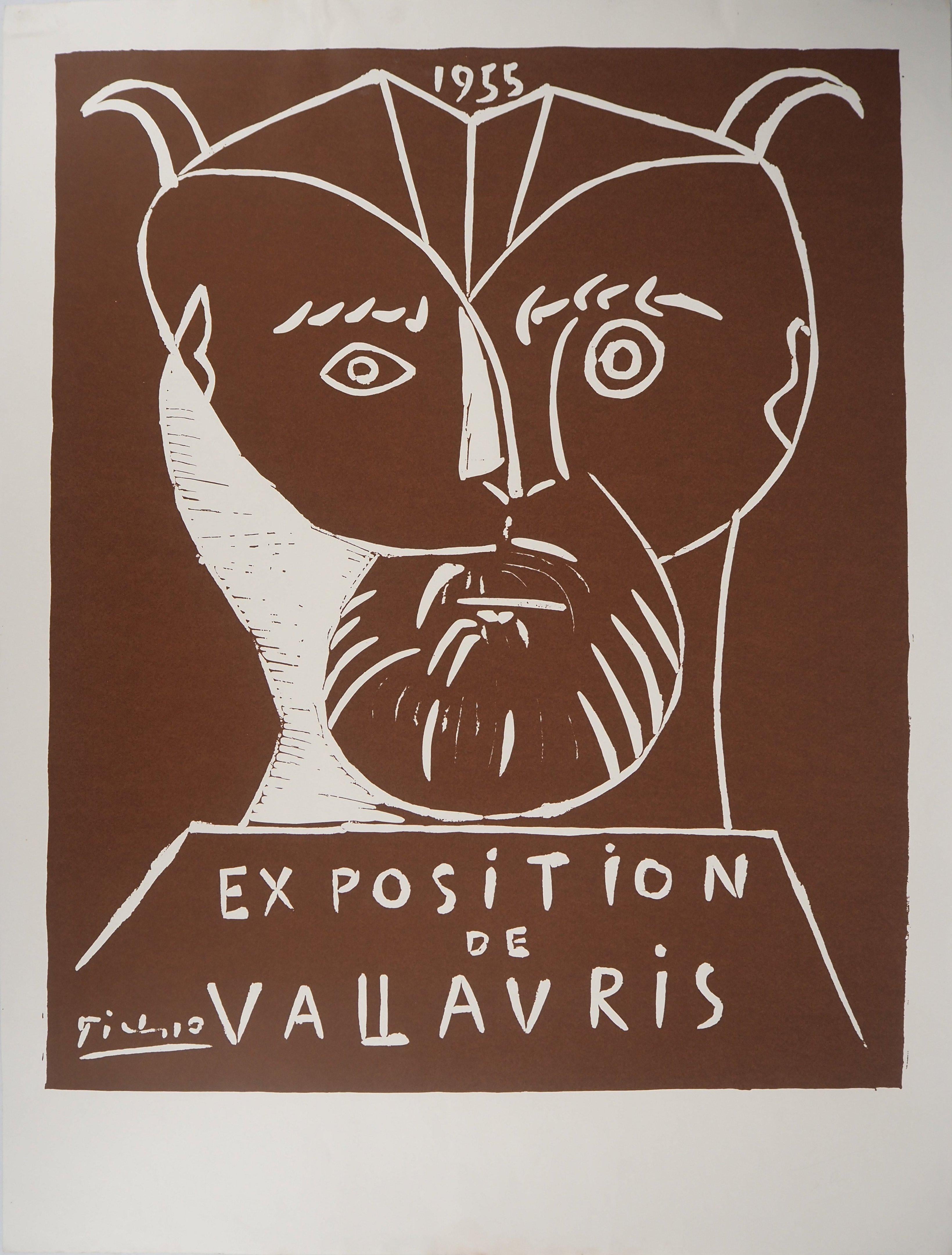 Pablo Picasso Figurative Print - Faun Head, Vallauris - Tall Original Linocut, Signed in the Plate (Bloch #1267)