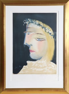 Femme à la Robe, Blanche Couronee de Fleurs - Lithographie d'après Pablo Picasso