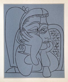 Femme Accoudee, Cubist Linocut after Pablo Picasso