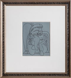 Femme Accoudee, Cubist Linocut after Pablo Picasso