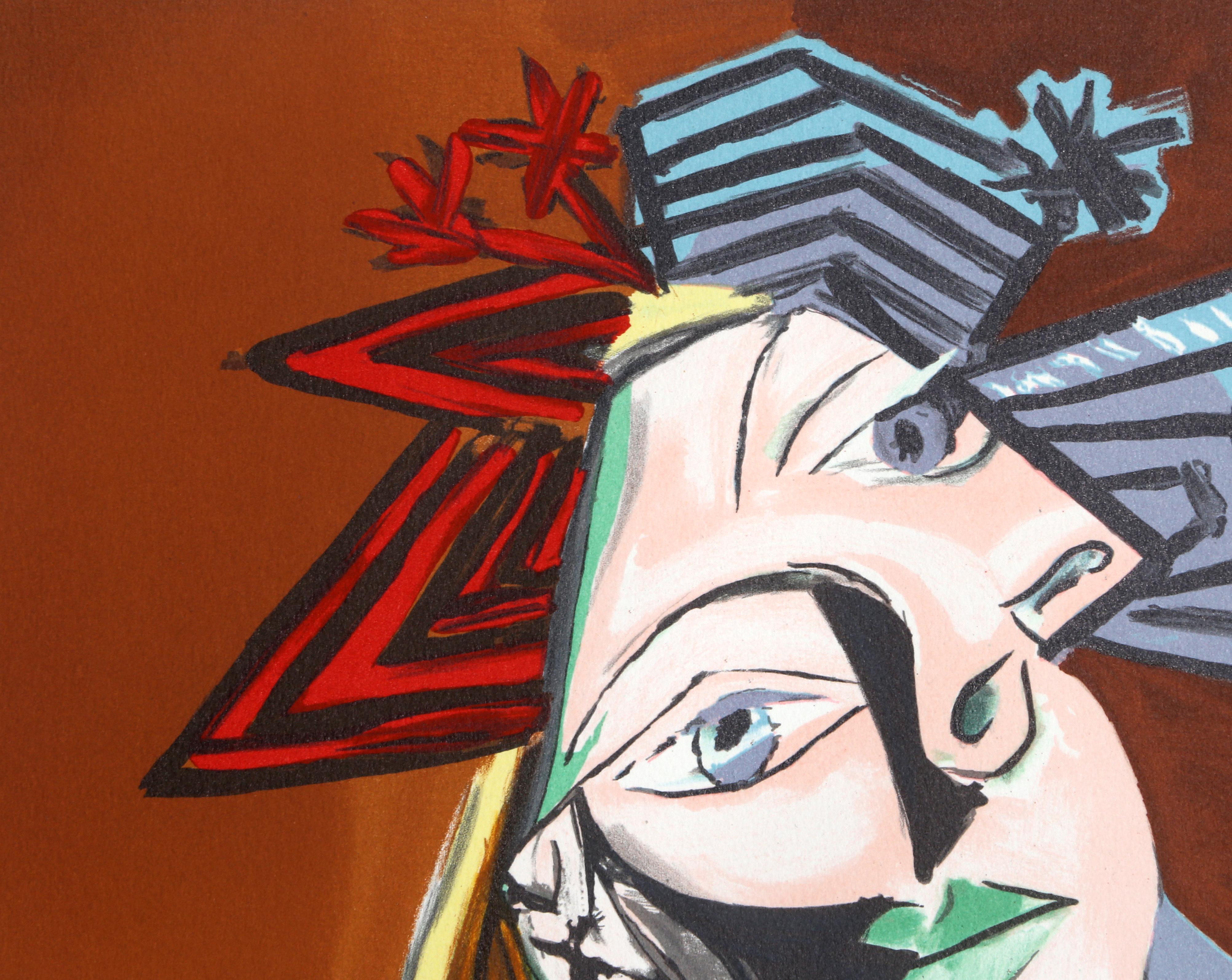 Femme Accoudée au Drapeau Bleu et Rouge, litografia dopo Pablo Picasso (after) Pablo Picasso in vendita 2