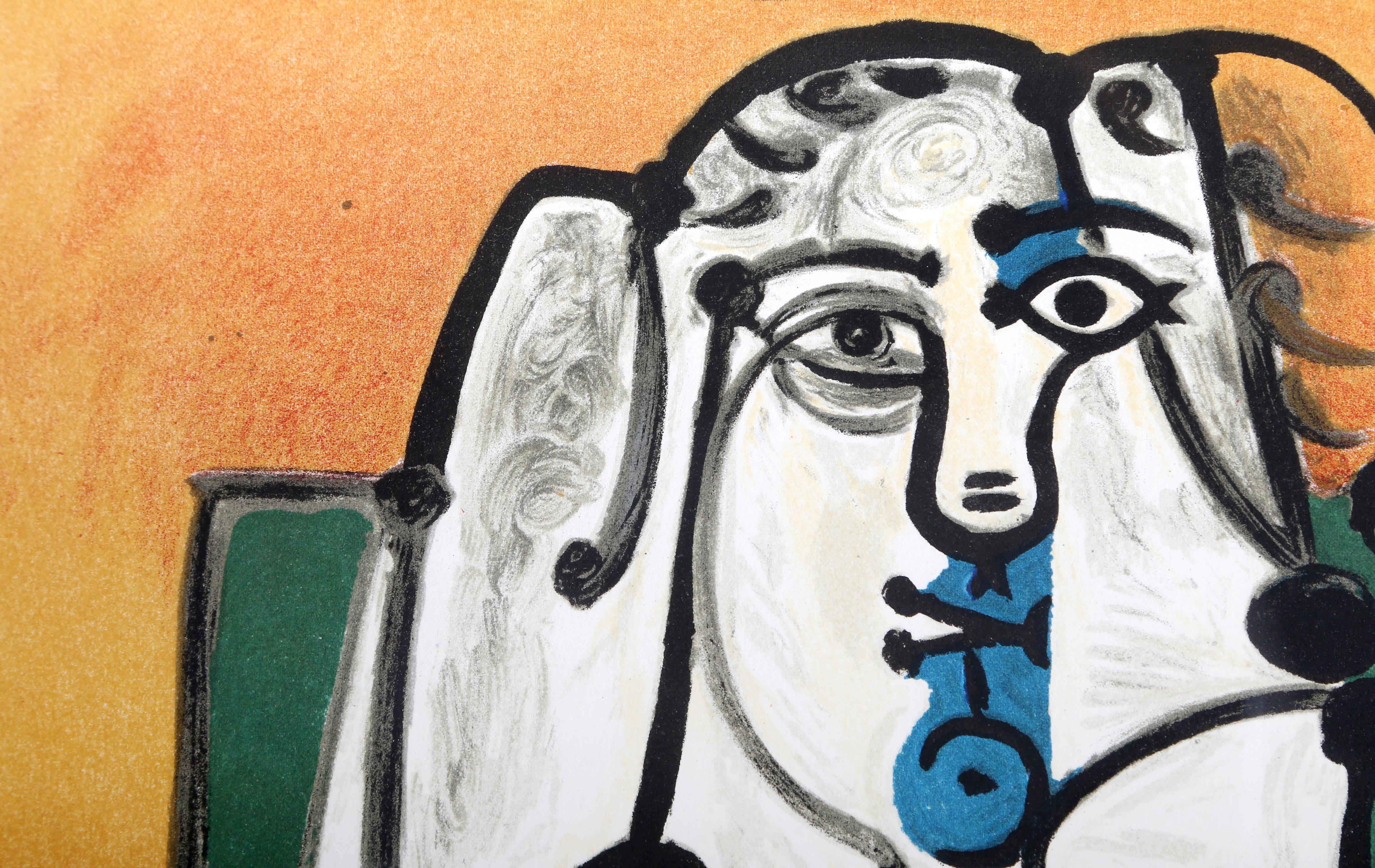 Femme Assise à la Robe d'Hermine - Print de Pablo Picasso