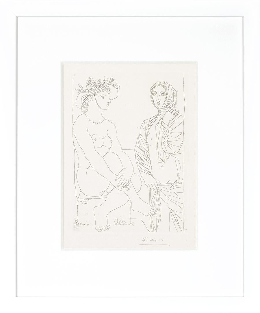 Femme assise au Chapeau et Femme debout drapée, 1934 - Print by Pablo Picasso