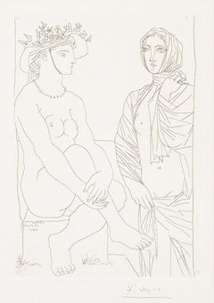 Femme assise au Chapeau et Femme debout drapée, 1934